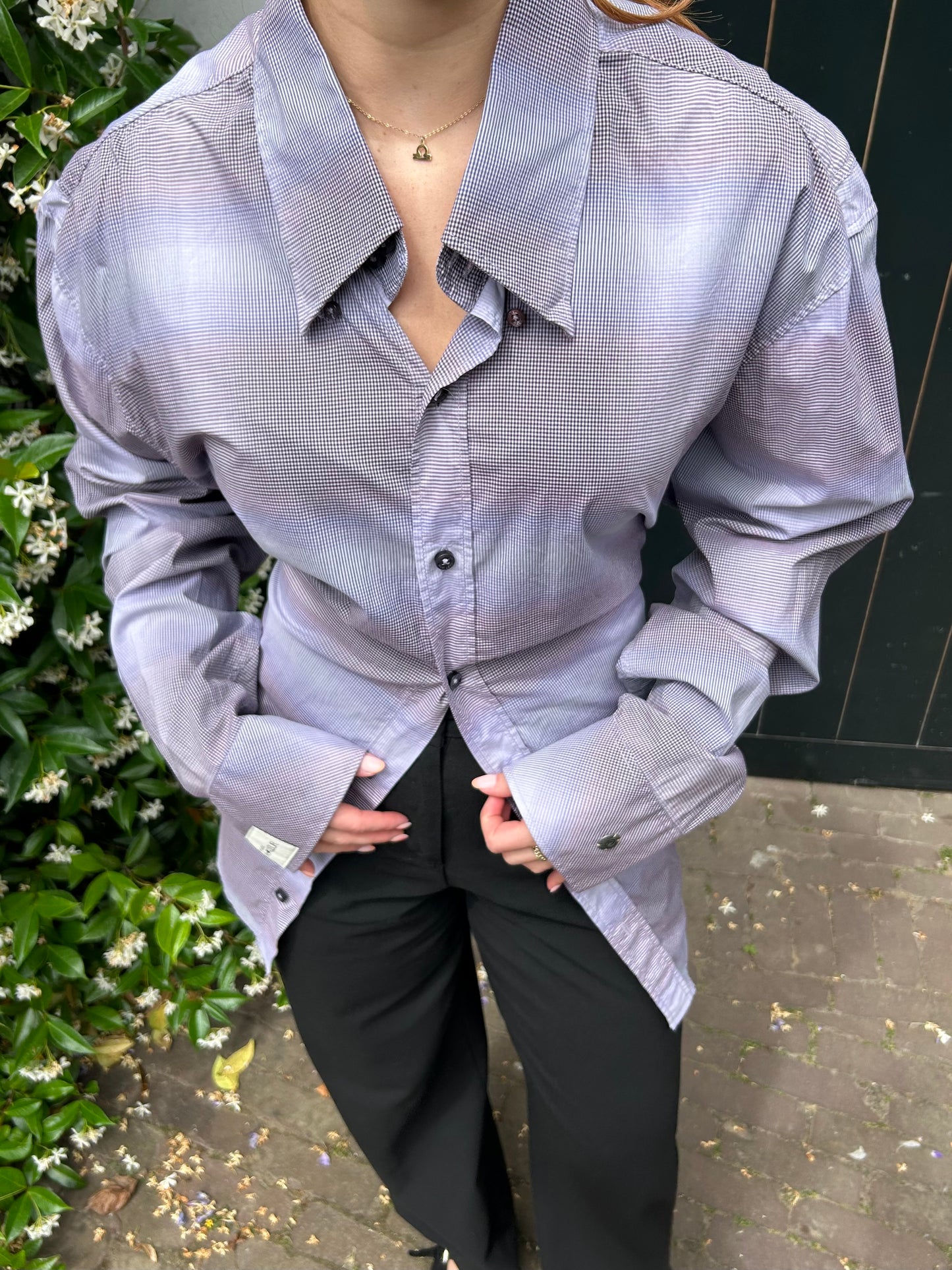 Reworked Blouse With An Adjustable Tight Waist Light Purple