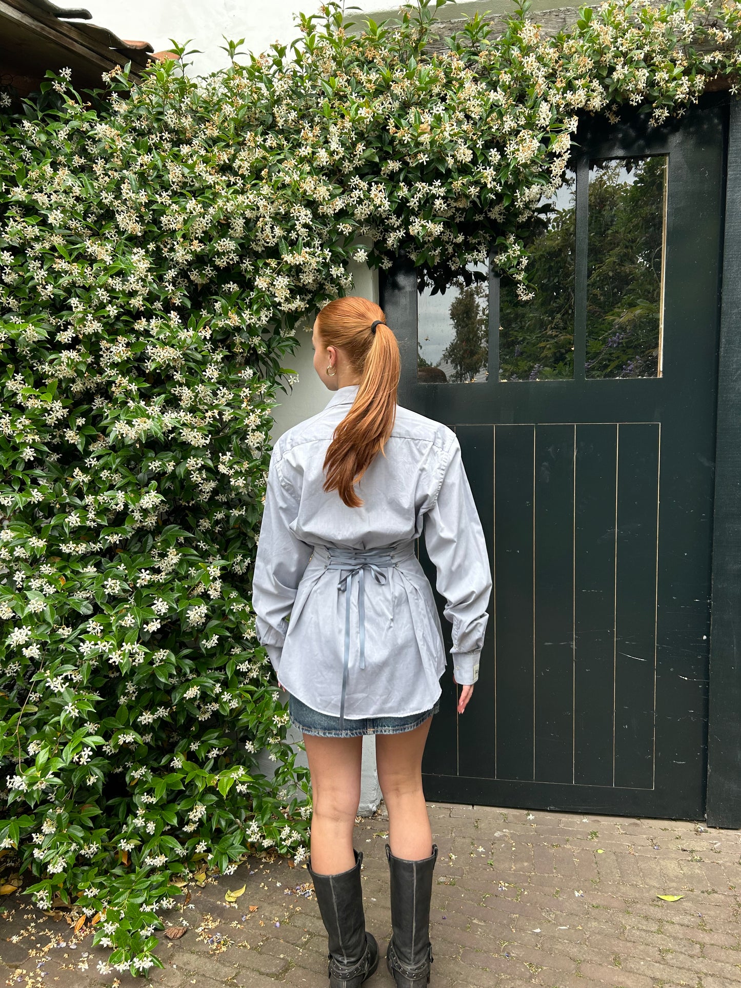 Reworked Blouse With An Adjustable Tight Waist Light Grey