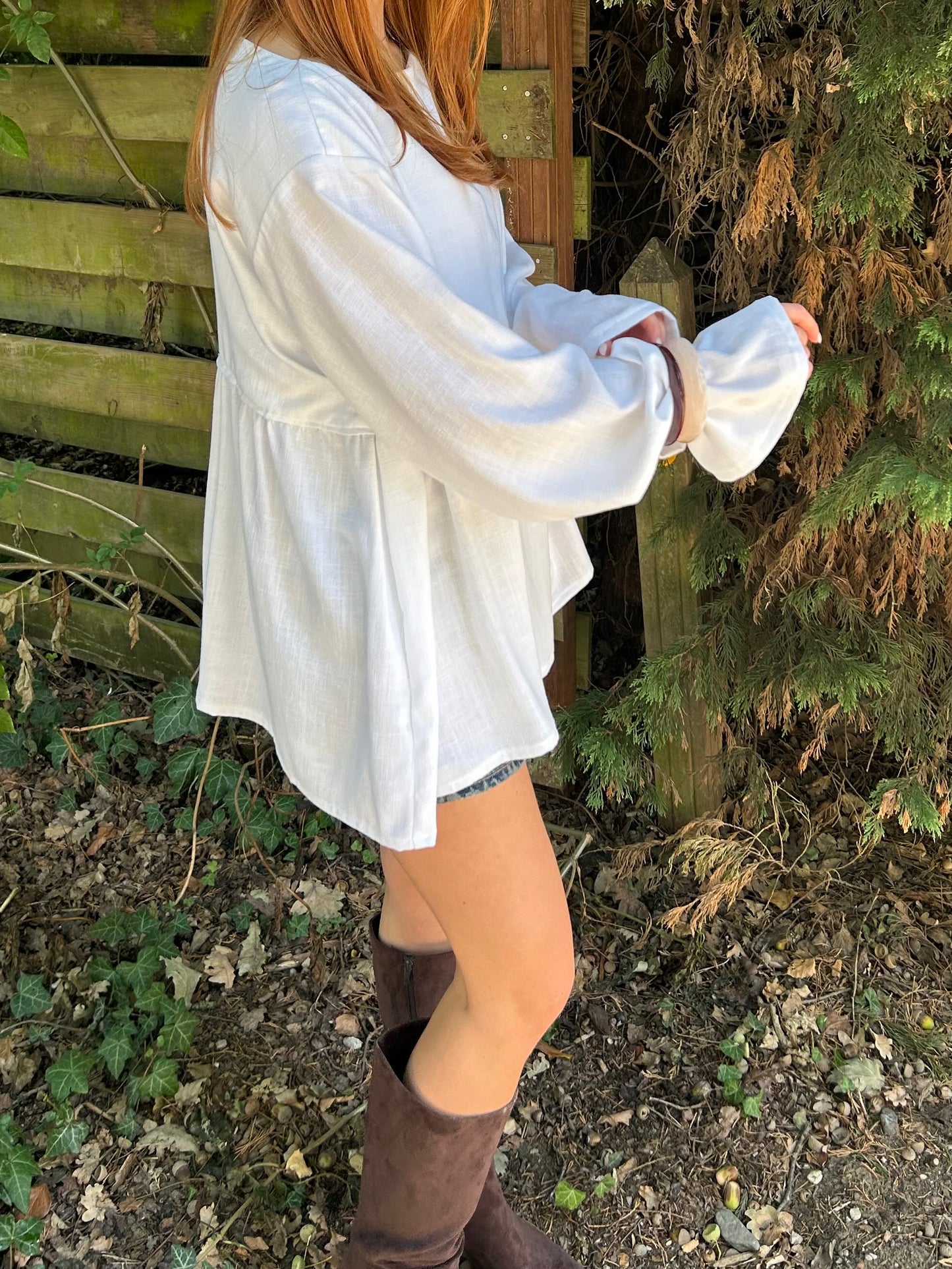 Linnen Blouse With Oblique Bottom