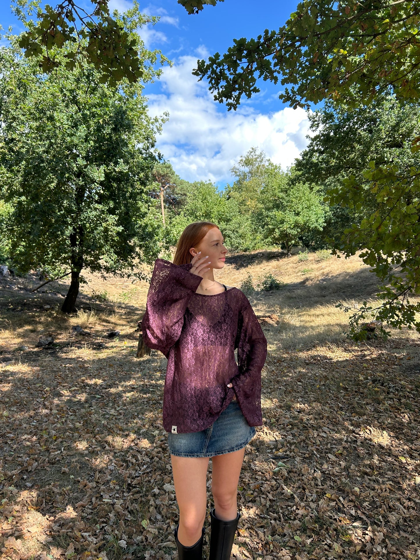Lace Flower Top Burgundy