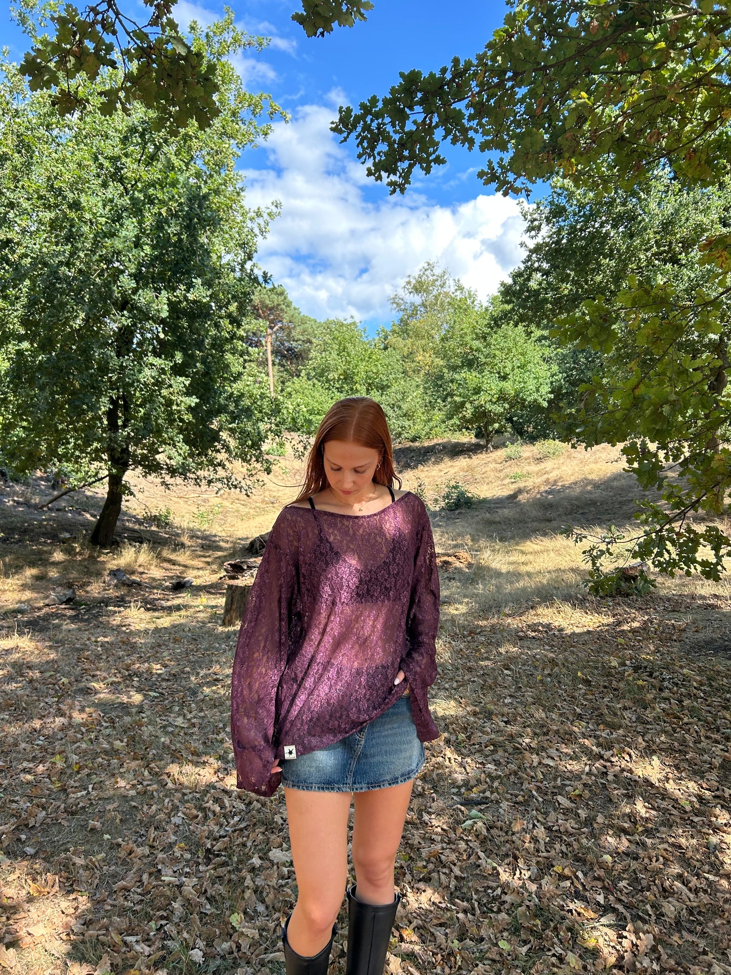 Lace Flower Top Burgundy