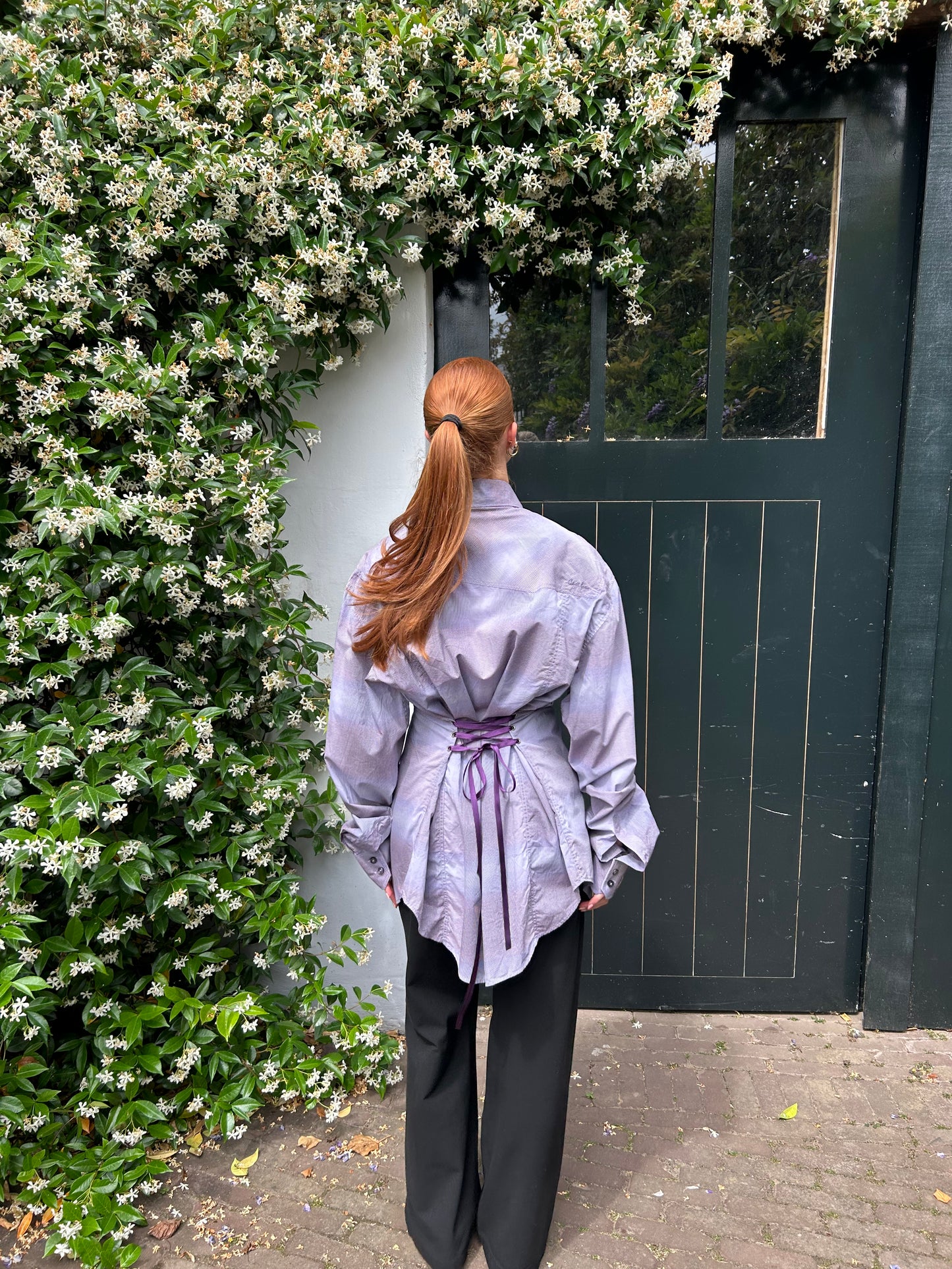 Reworked Blouse With An Adjustable Tight Waist Light Purple