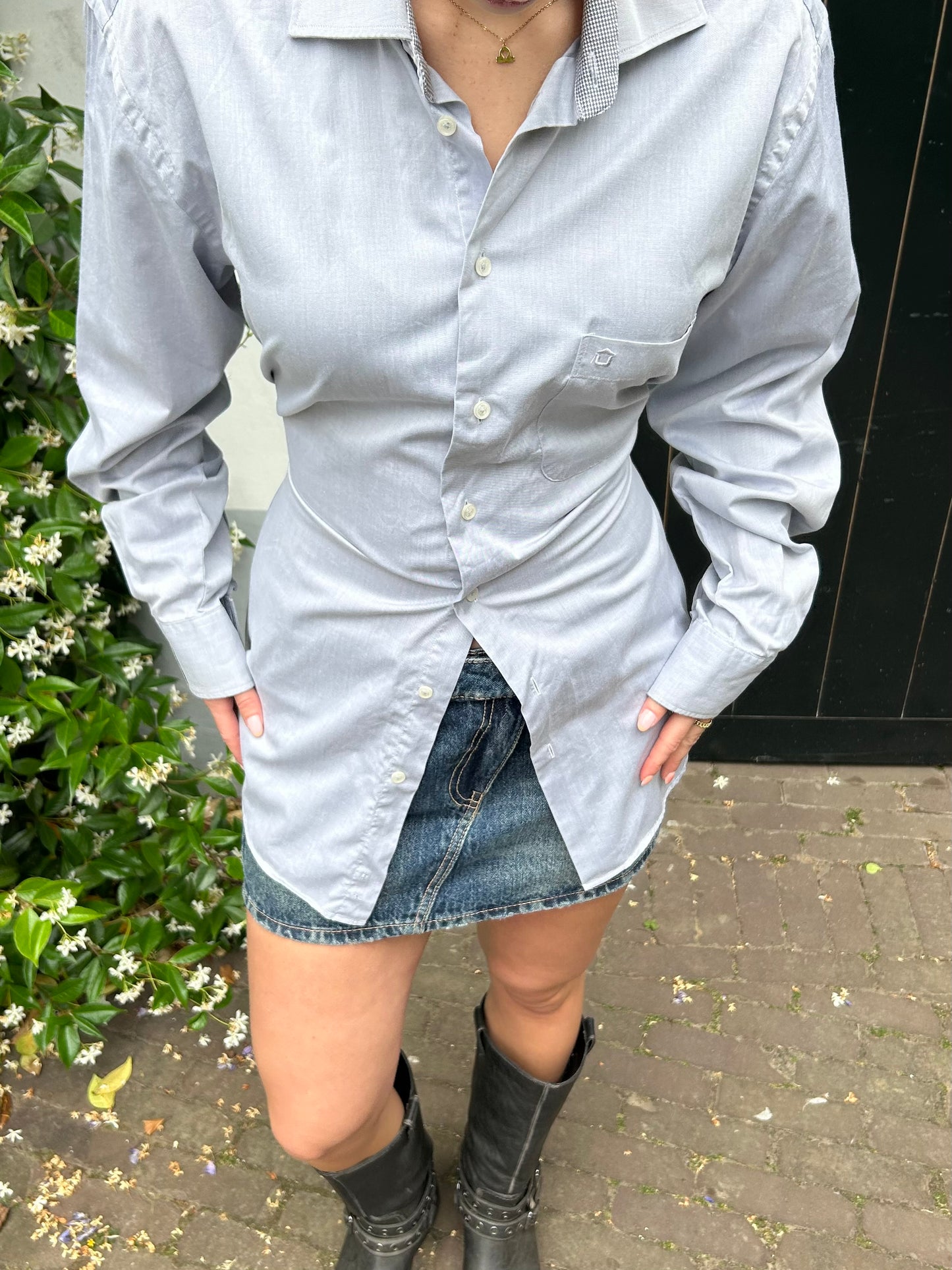 Reworked Blouse With An Adjustable Tight Waist Light Grey