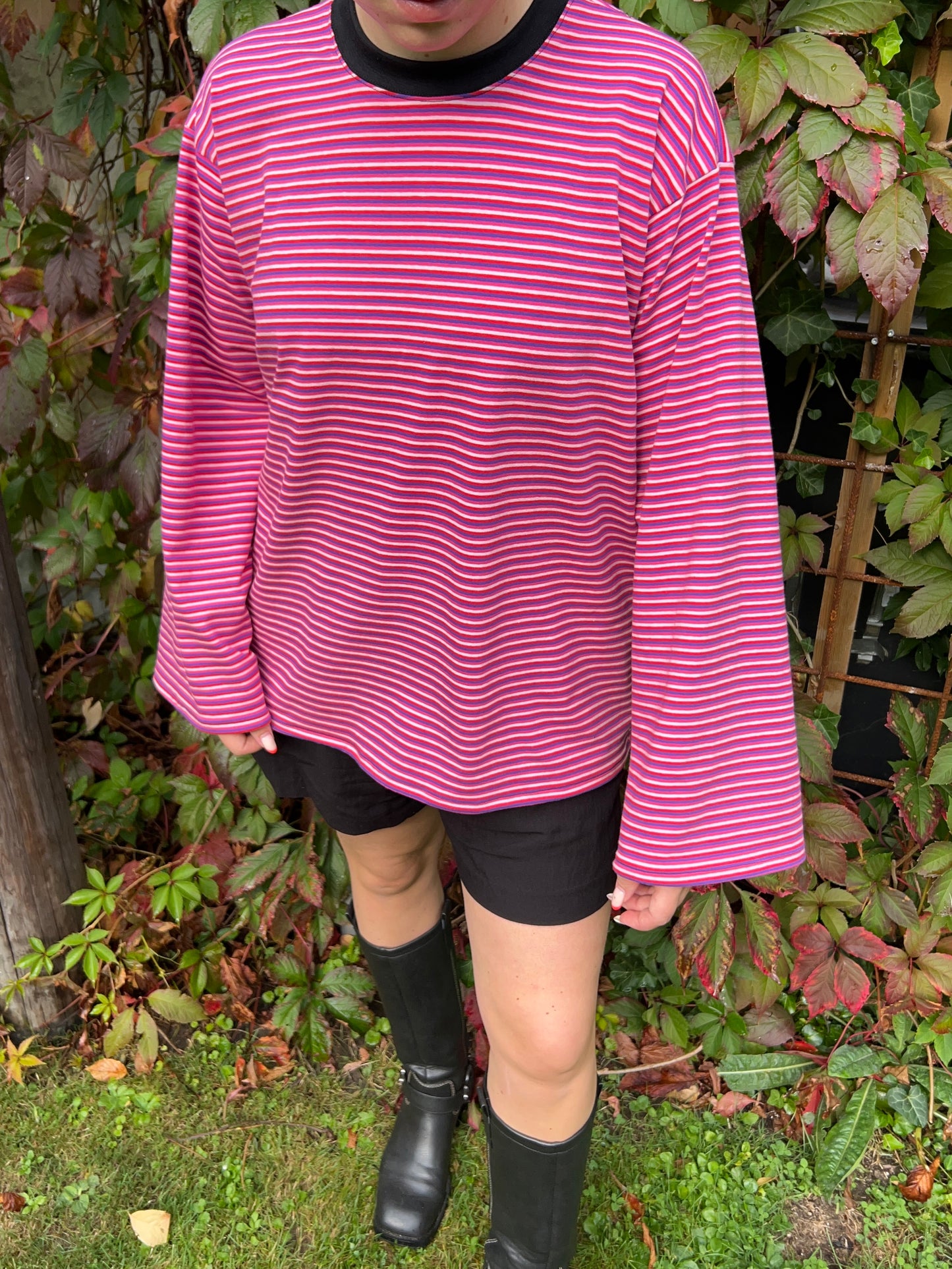 Striped Top With Oblique Back