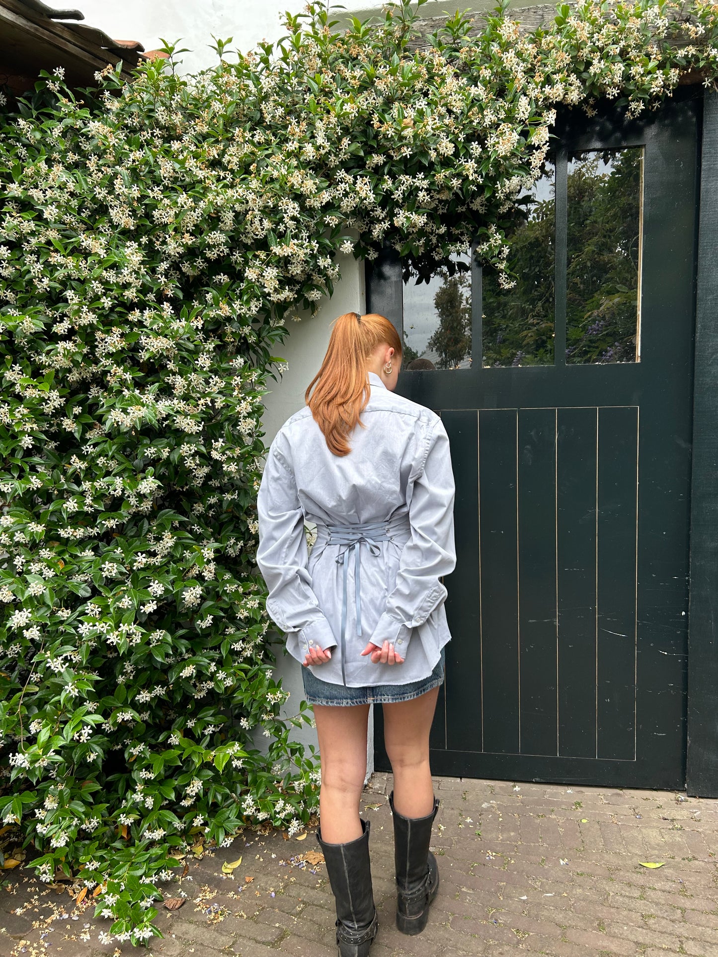Reworked Blouse With An Adjustable Tight Waist Light Grey