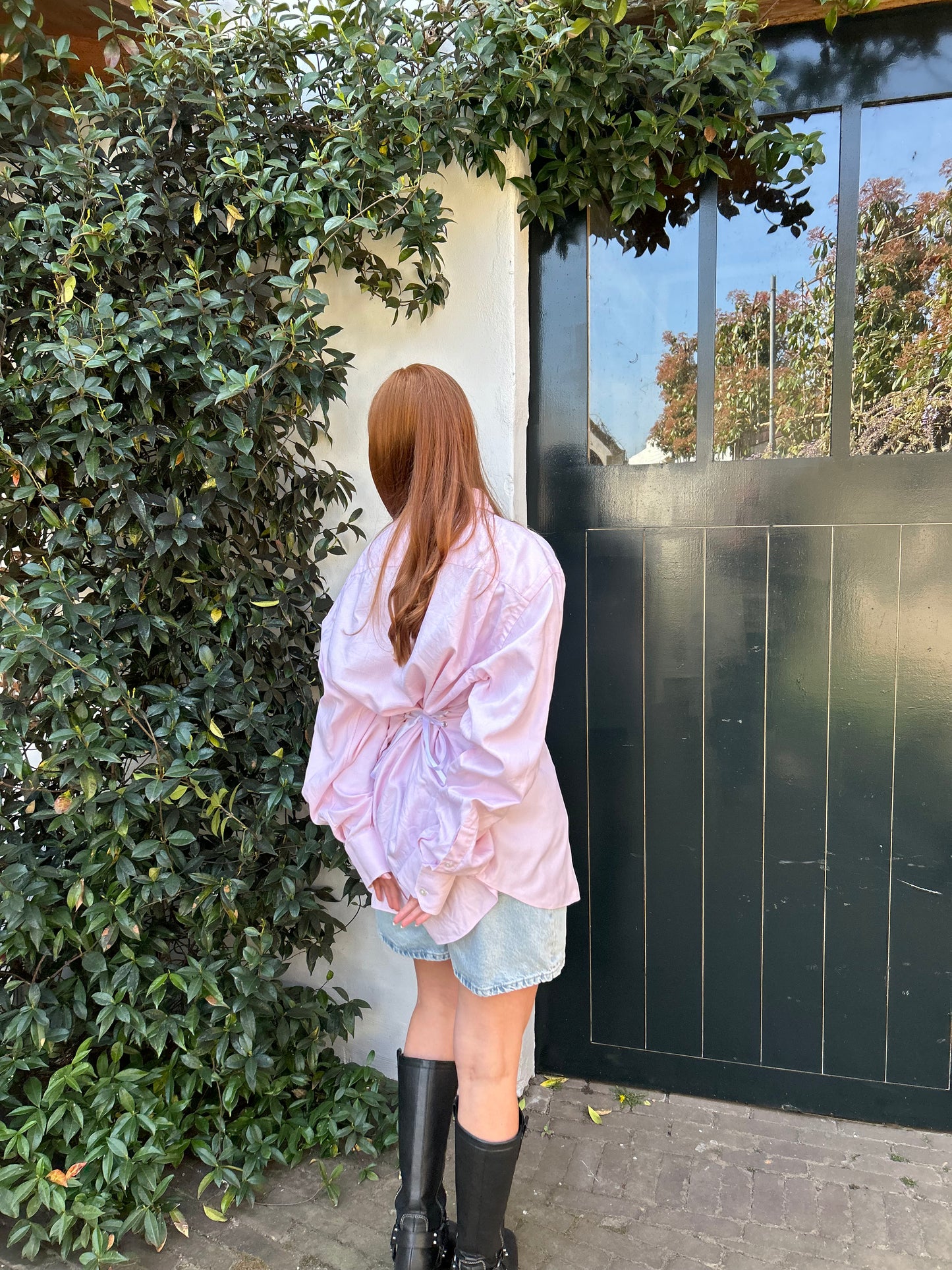 Reworked Blouse With An Adjustable Tight Waist Pink