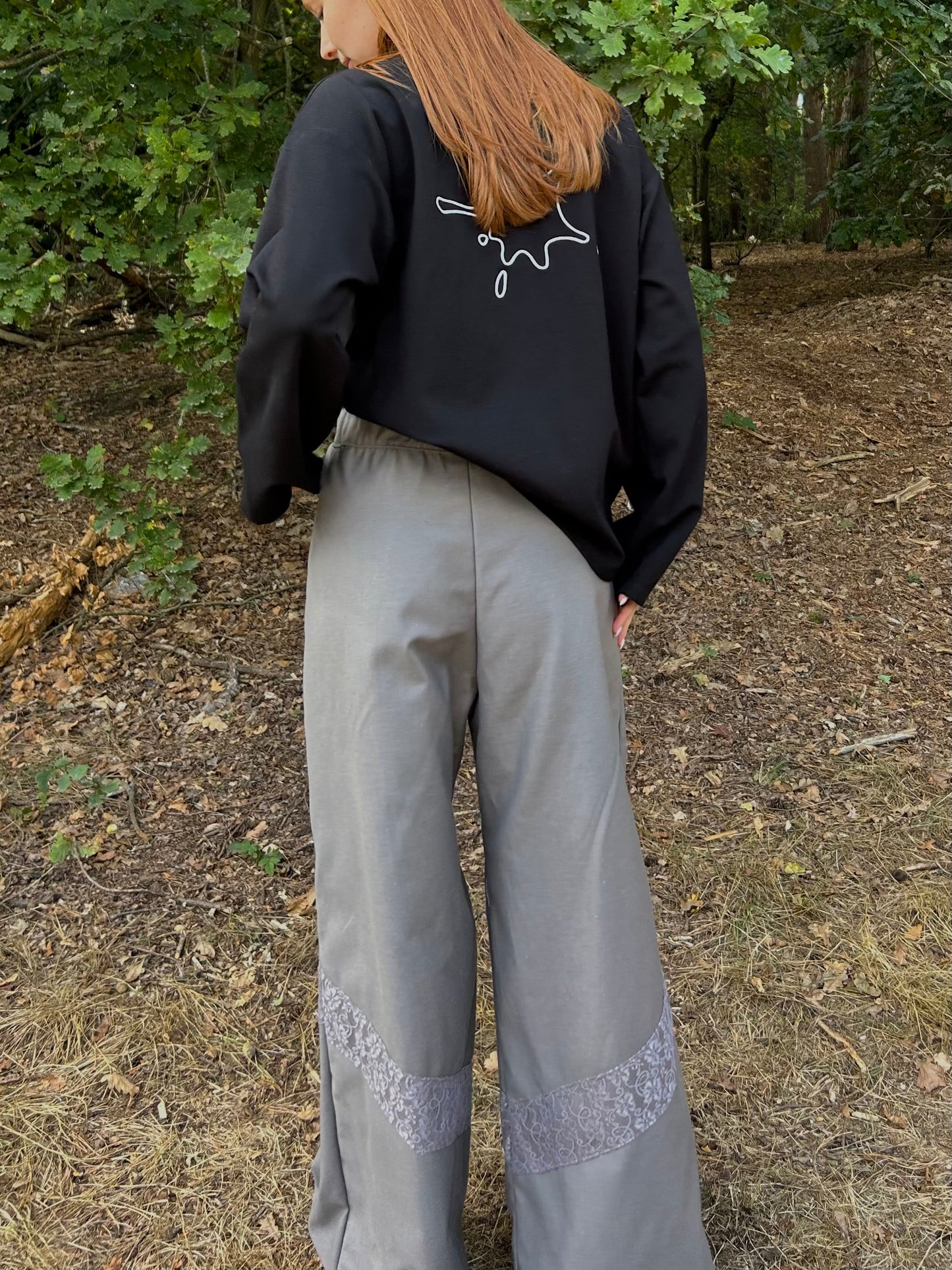 Pants Grey With Lace Details