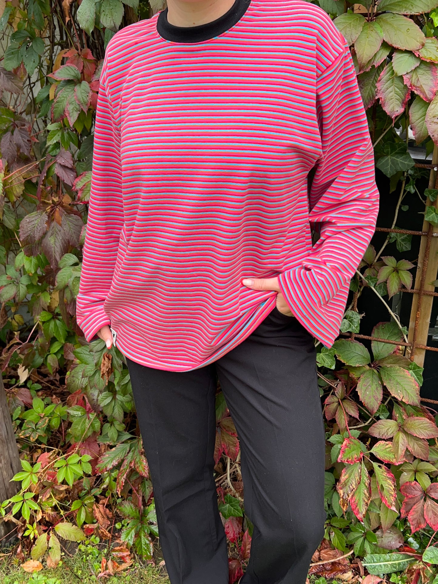 Striped Top With Oblique Back
