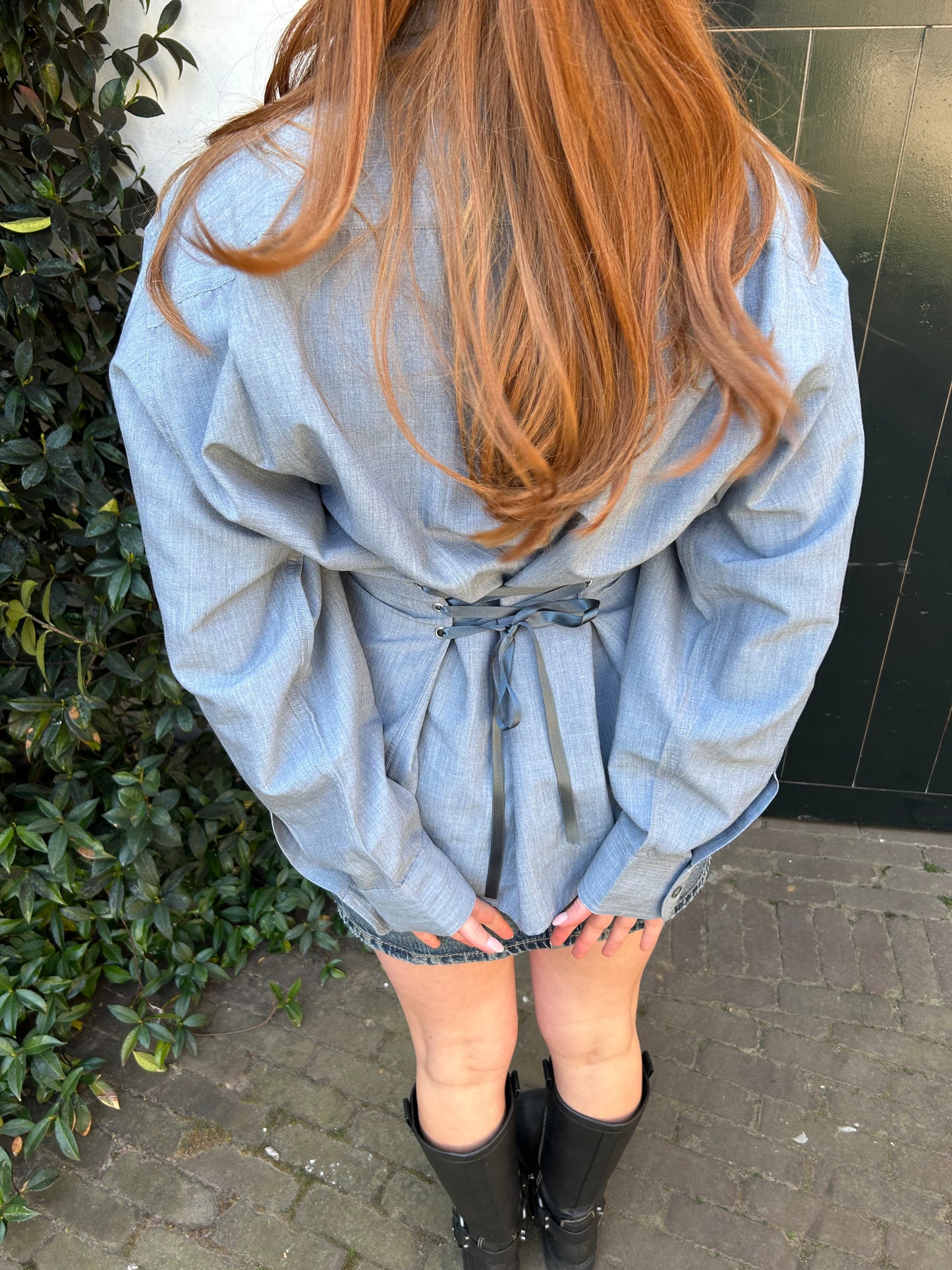 Reworked Blouse With An Adjustable Tight Waist Grey