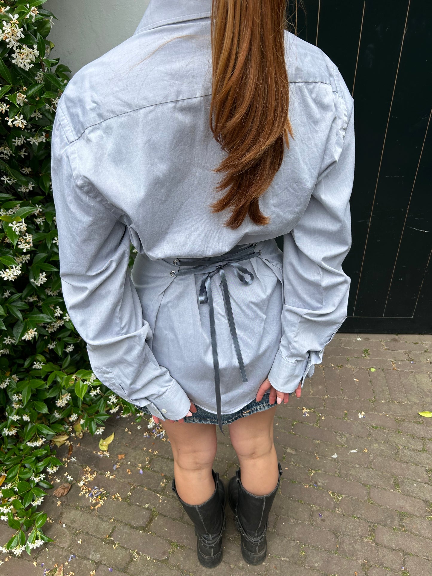 Reworked Blouse With An Adjustable Tight Waist Light Grey