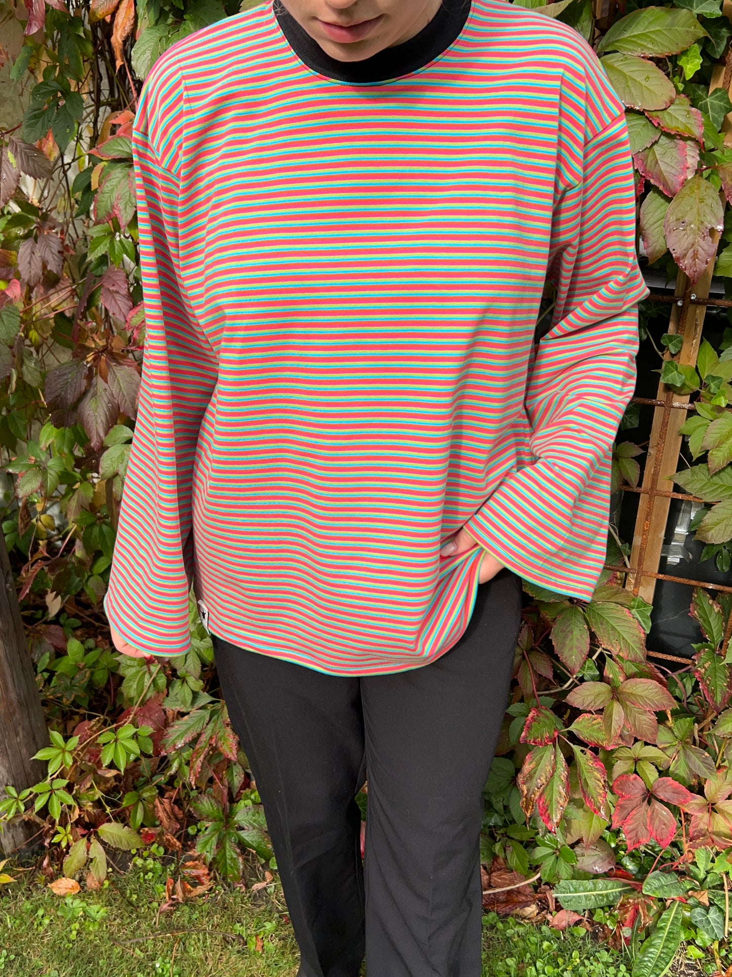 Striped Top With Oblique Back
