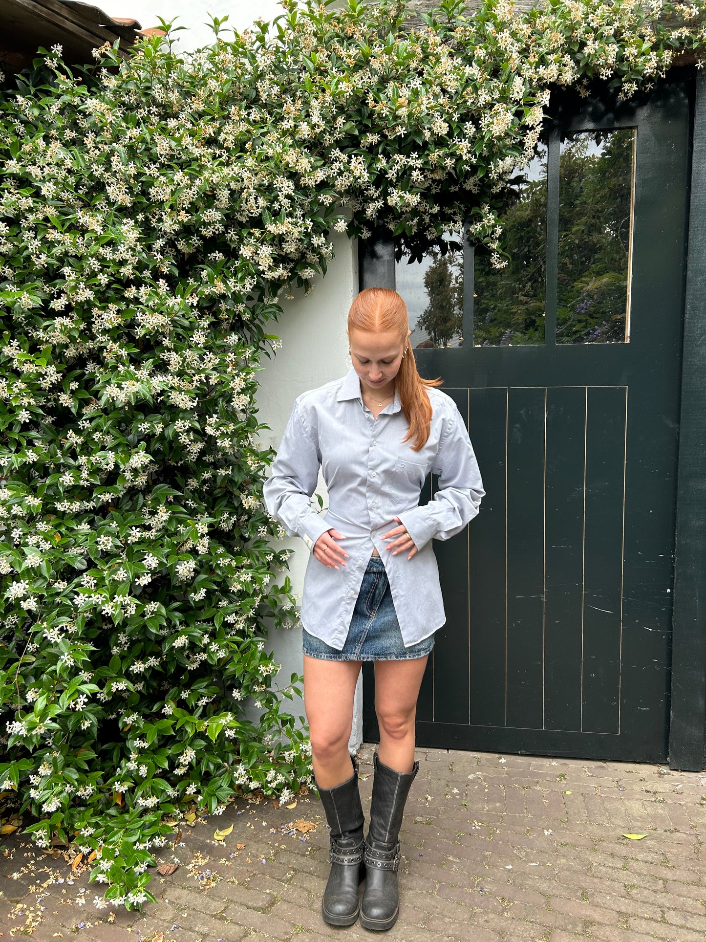 Reworked Blouse With An Adjustable Tight Waist Light Grey