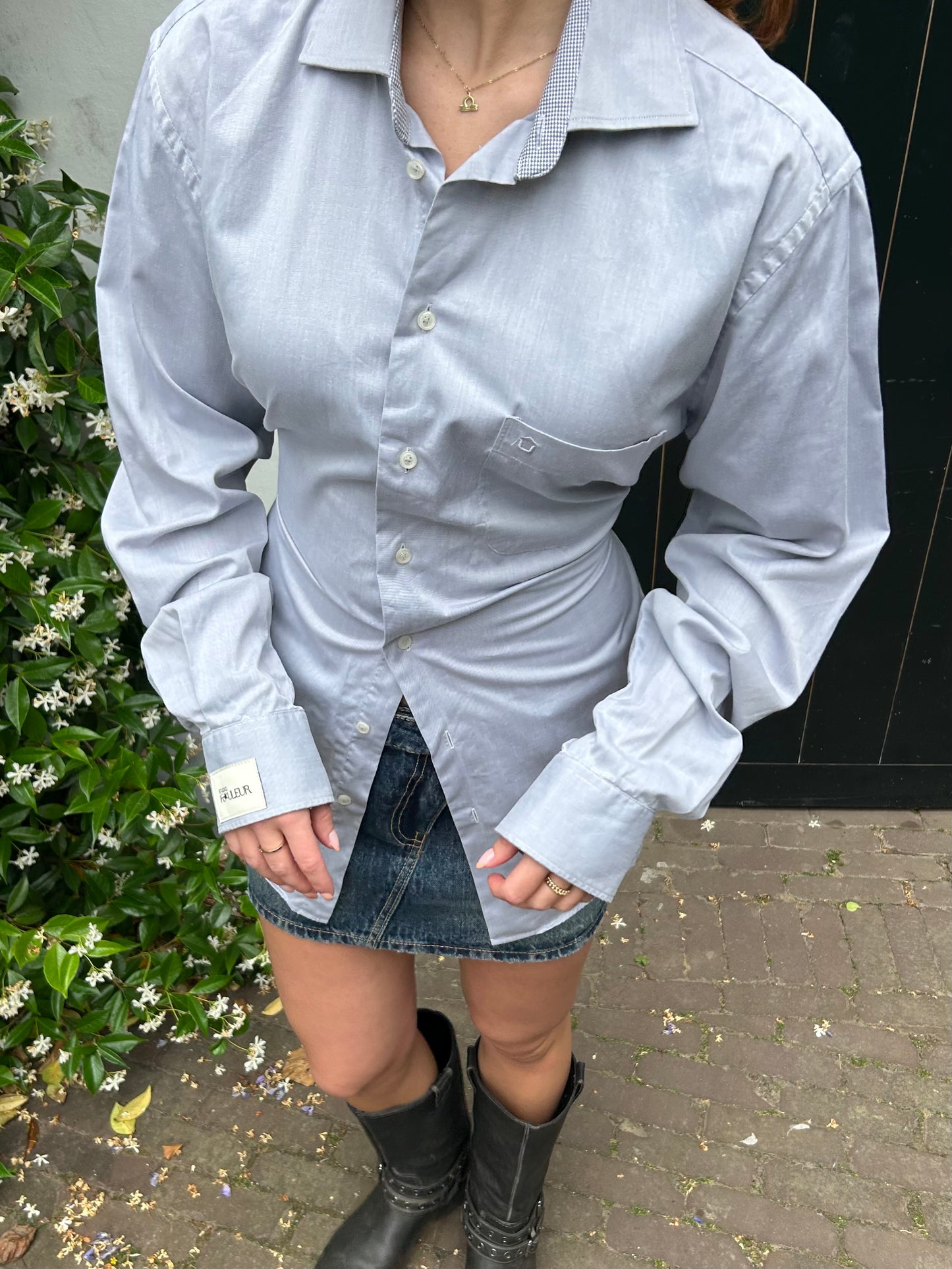 Reworked Blouse With An Adjustable Tight Waist Light Grey