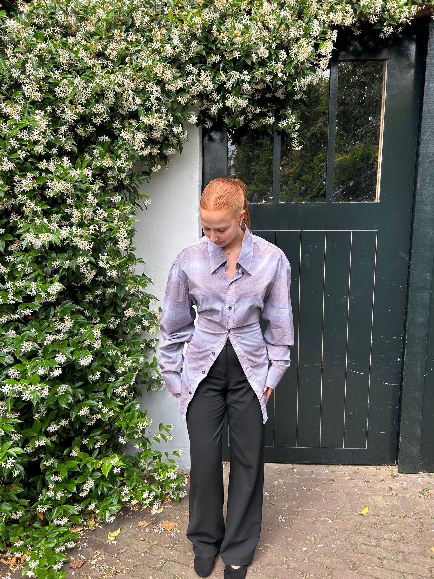 Reworked Blouse With An Adjustable Tight Waist Light Purple
