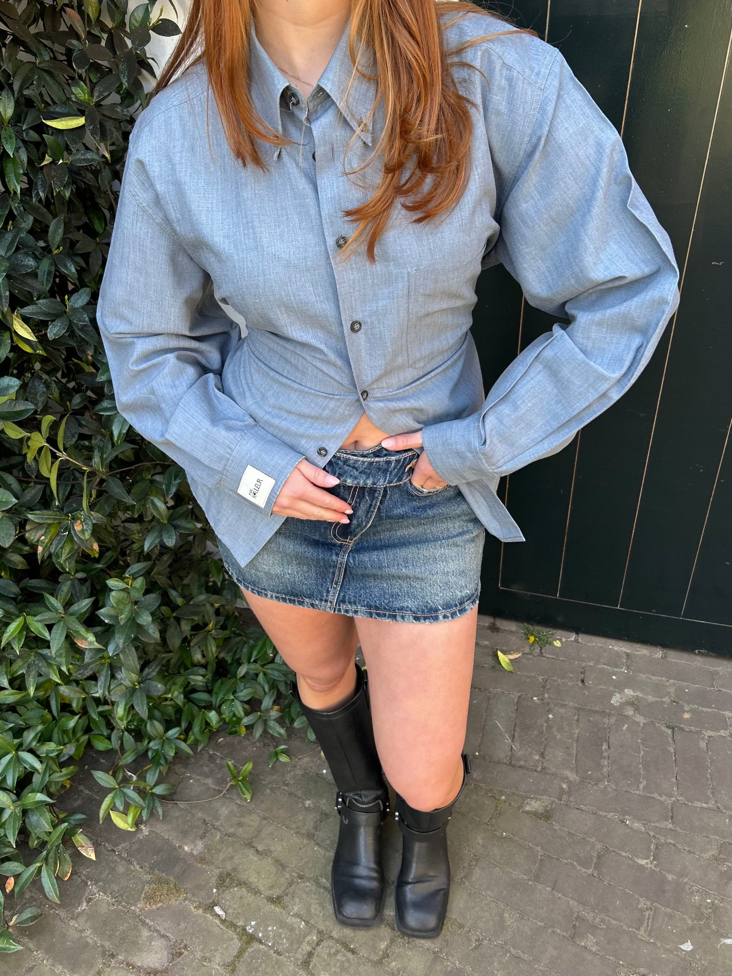 Reworked Blouse With An Adjustable Tight Waist Grey