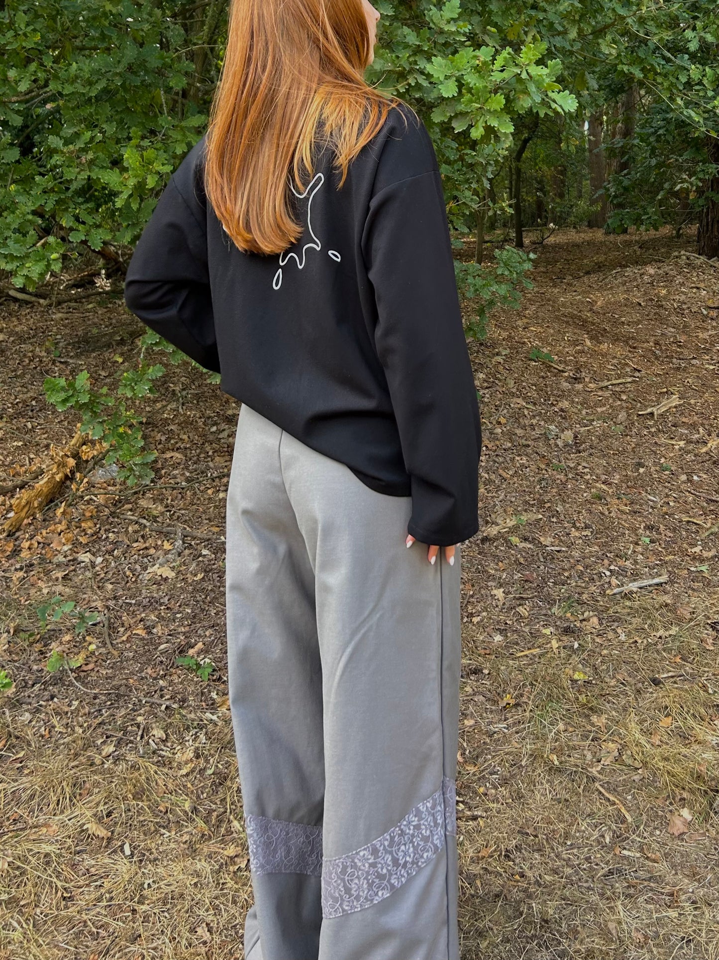 Pants Grey With Lace Details