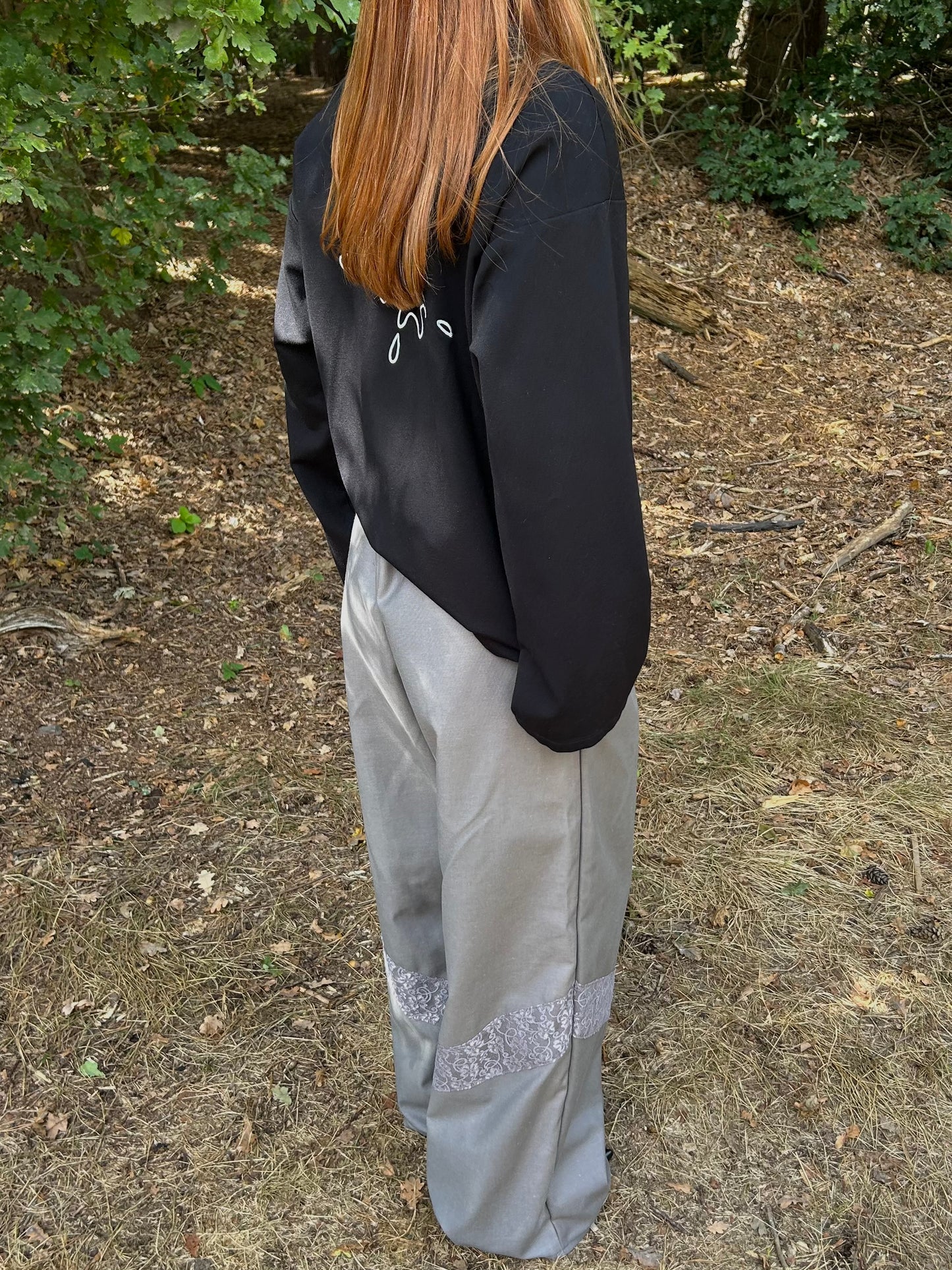 Pants Grey With Lace Details