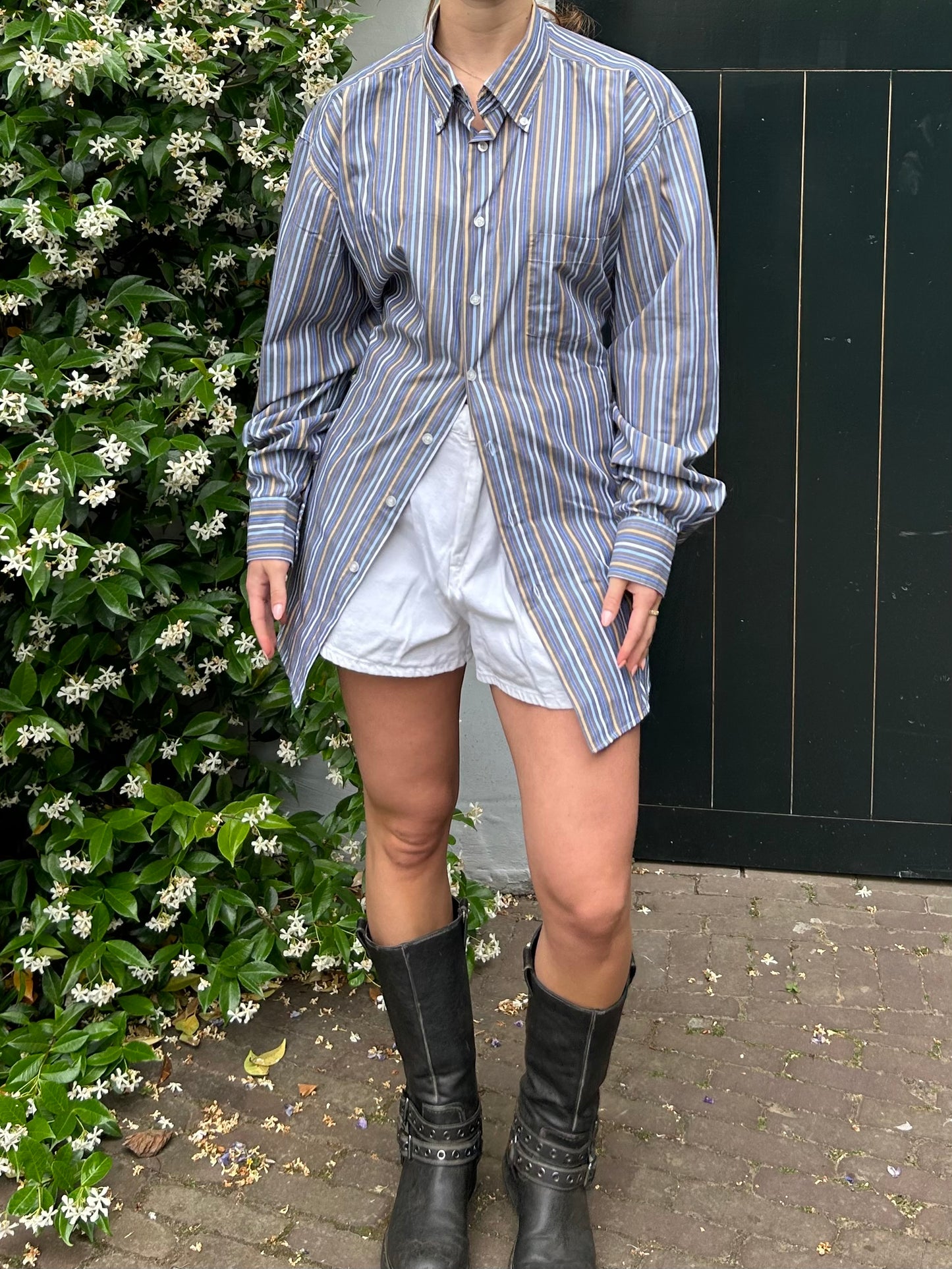 Reworked Blouse With An Adjustable Tight Waist Striped Multicolor