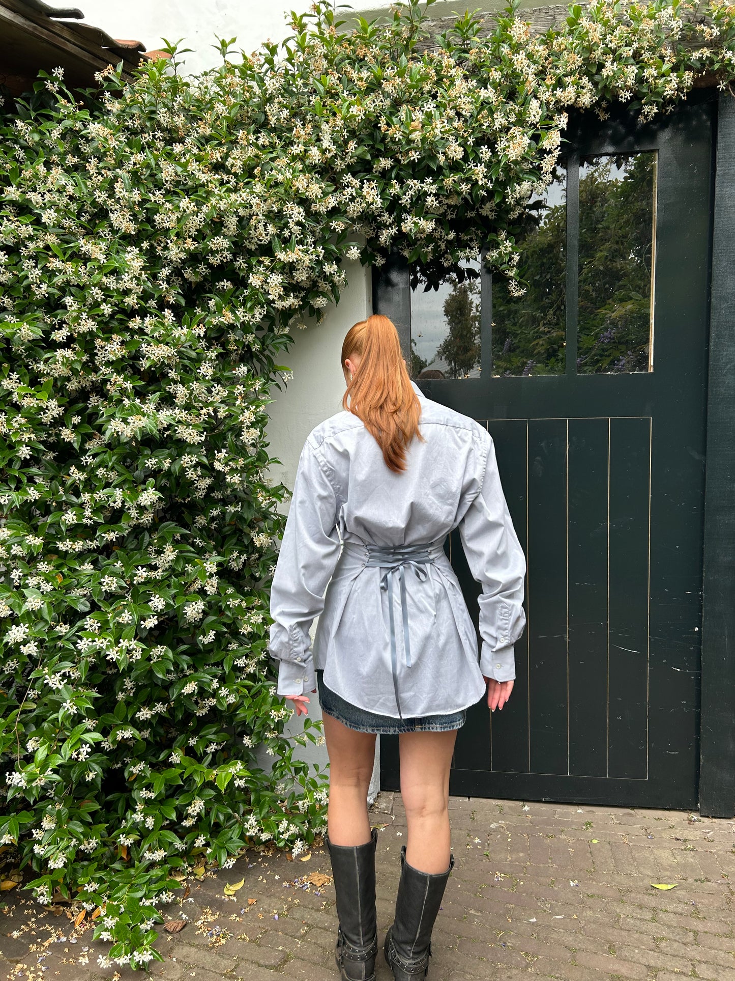 Reworked Blouse With An Adjustable Tight Waist Light Grey