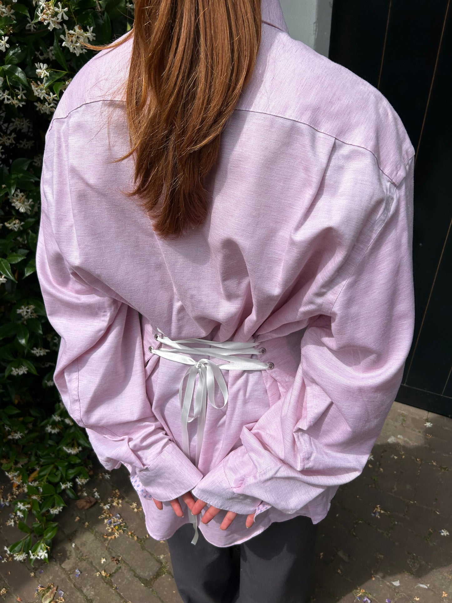 Reworked Blouse With An Adjustable Tight Waist Pink