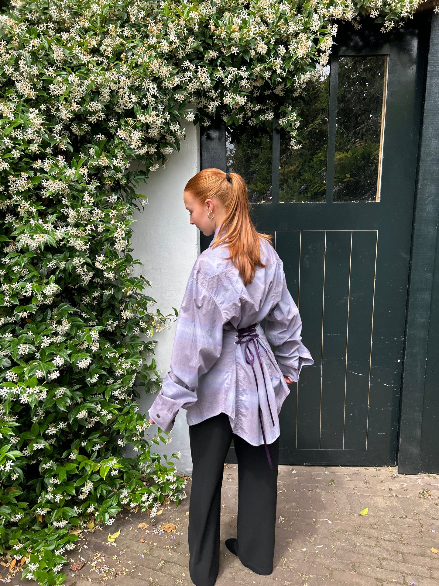 Reworked Blouse With An Adjustable Tight Waist Light Purple