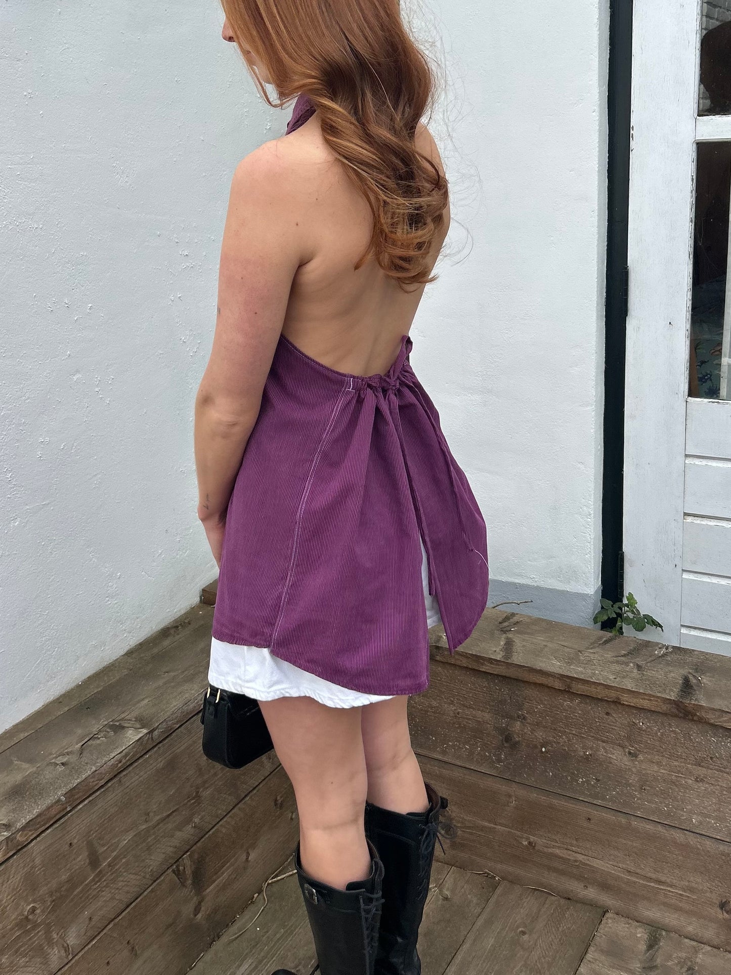 Reworked Backless Blouse Purple