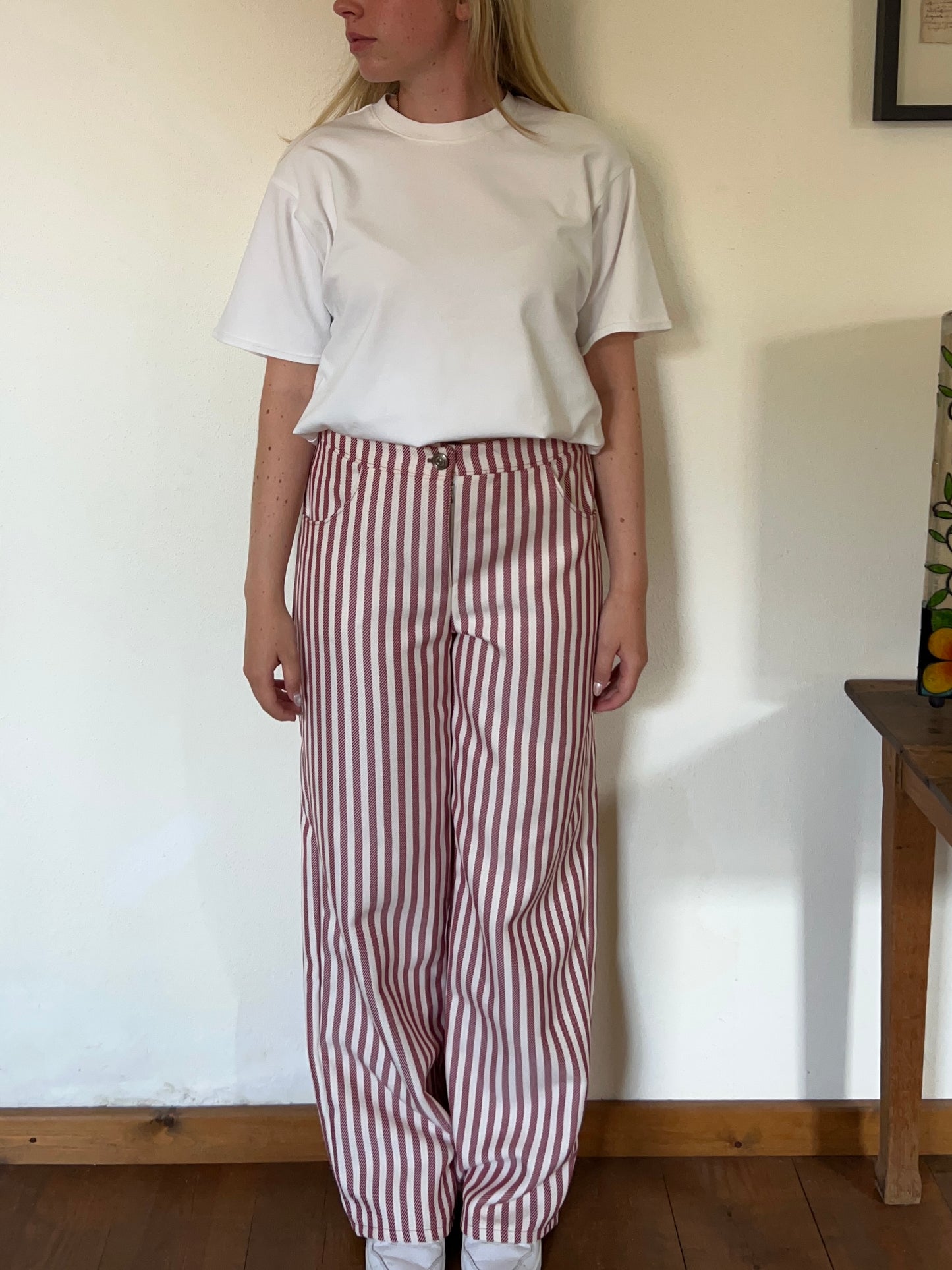 Striped Pants White And Red