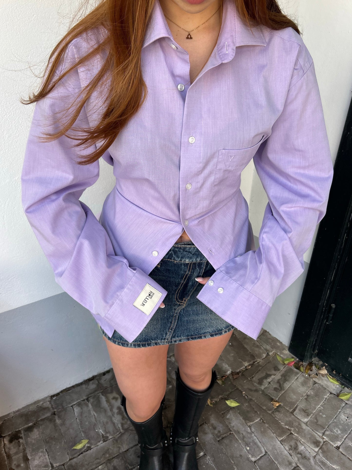 Blouse With An Adjustable Tight Waist Purple