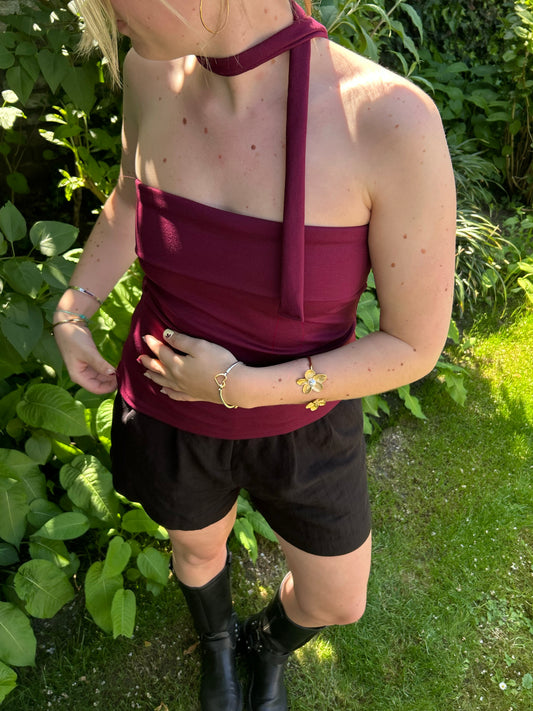 Burgundy Strapless Top