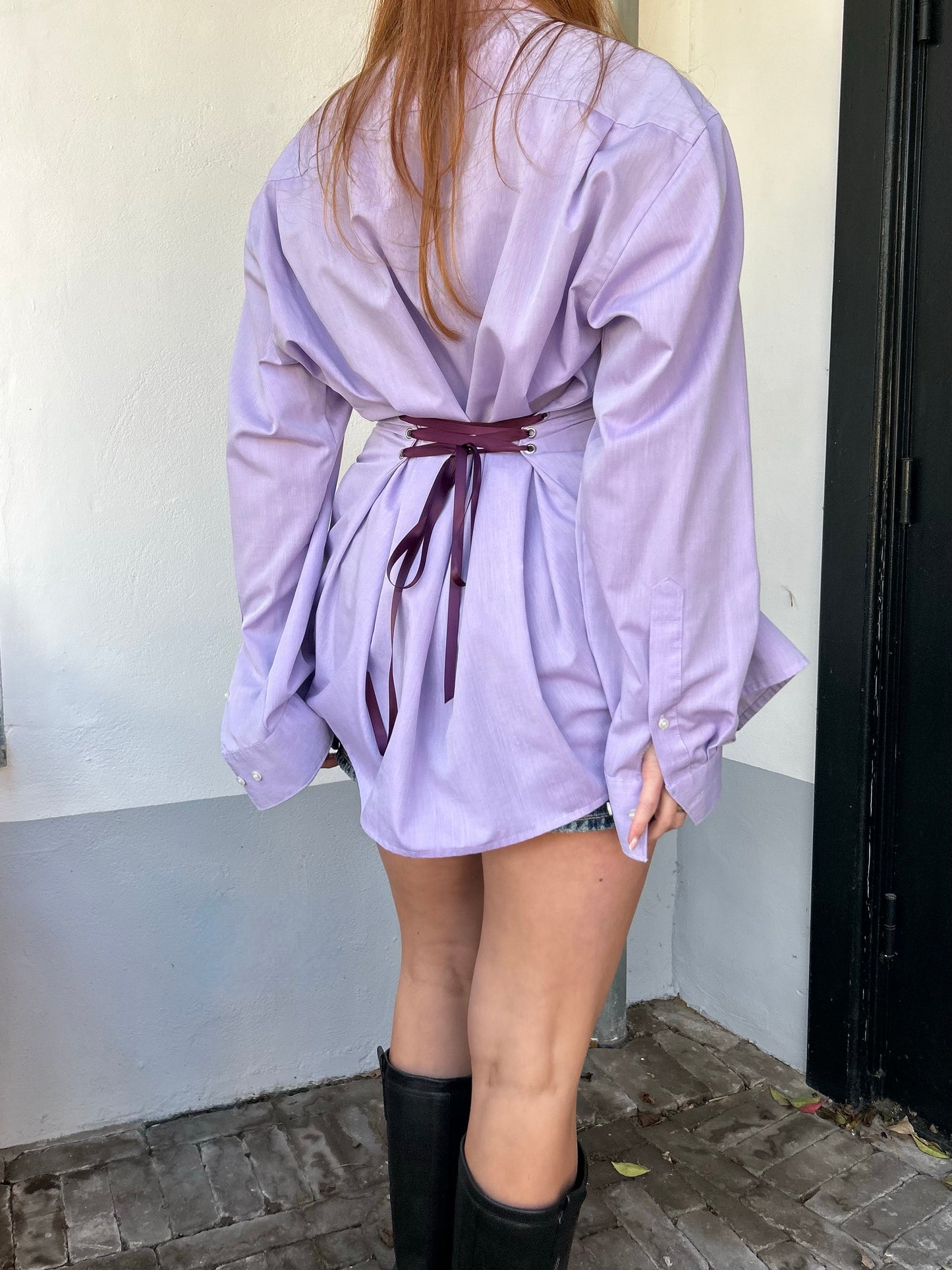 Blouse With An Adjustable Tight Waist Purple