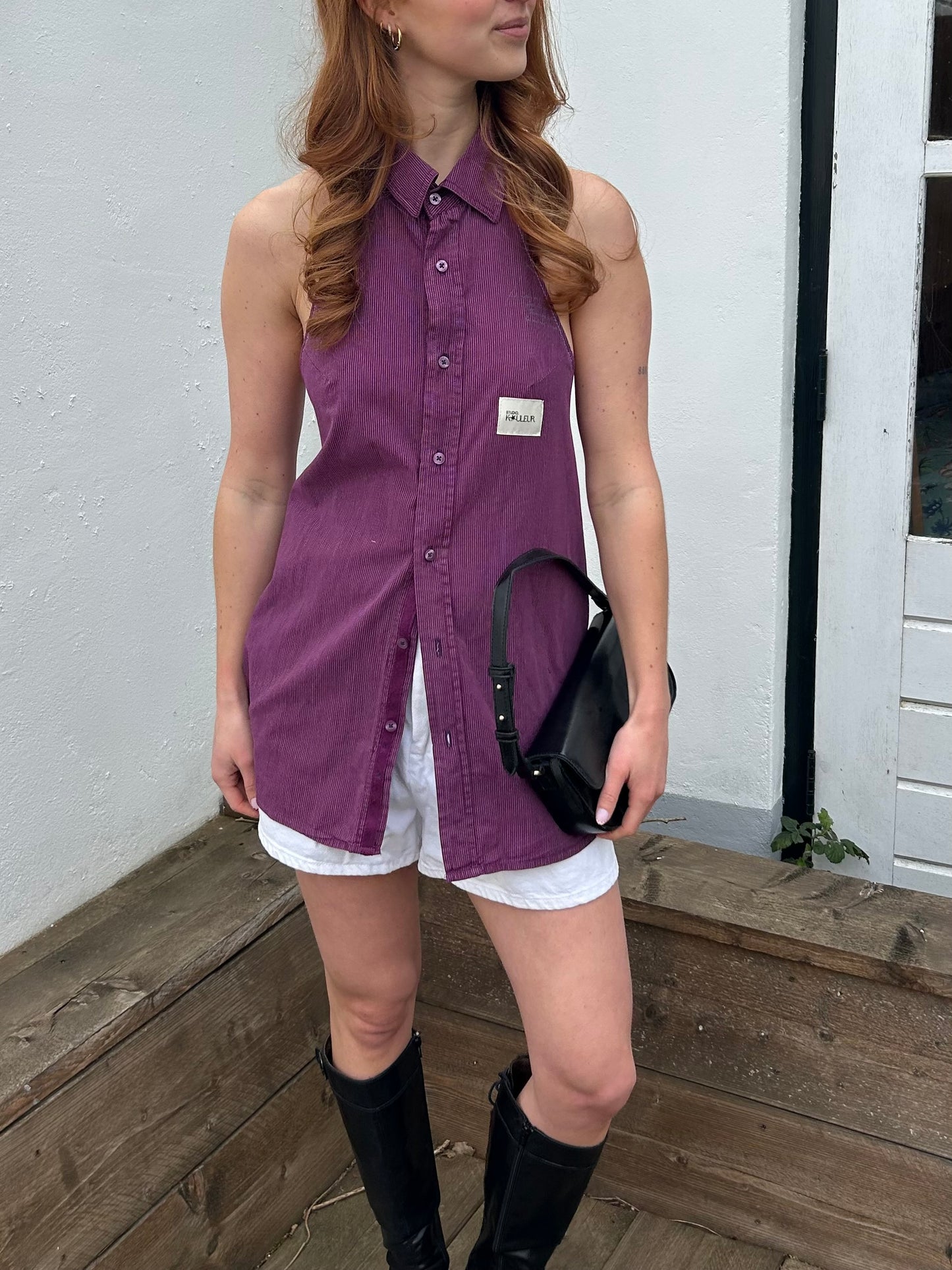 Reworked Backless Blouse Purple