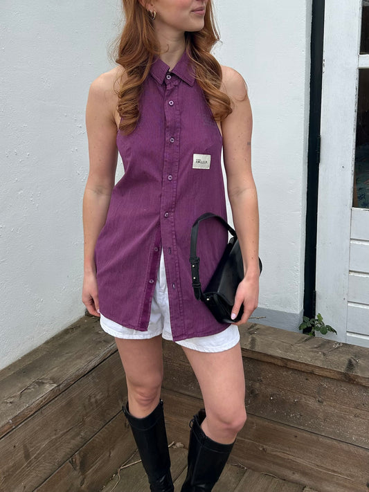 Reworked Backless Blouse Purple