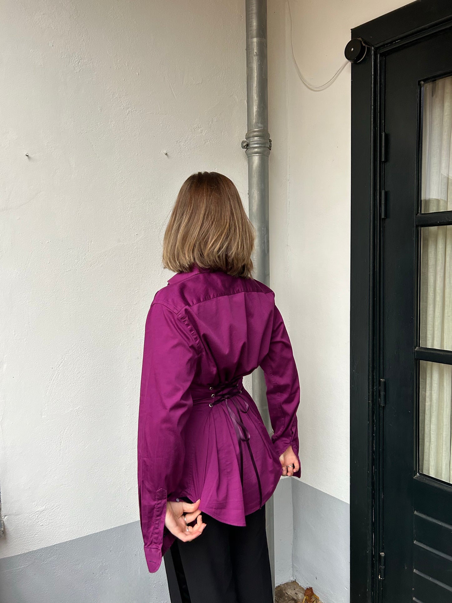 Blouse with an adjustable tight waist purple