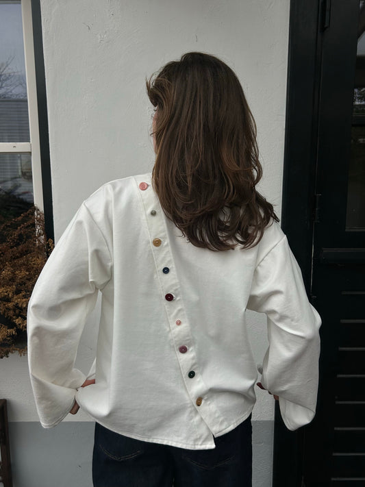 Pre Order Top With Oblique Back White (CLOSED)