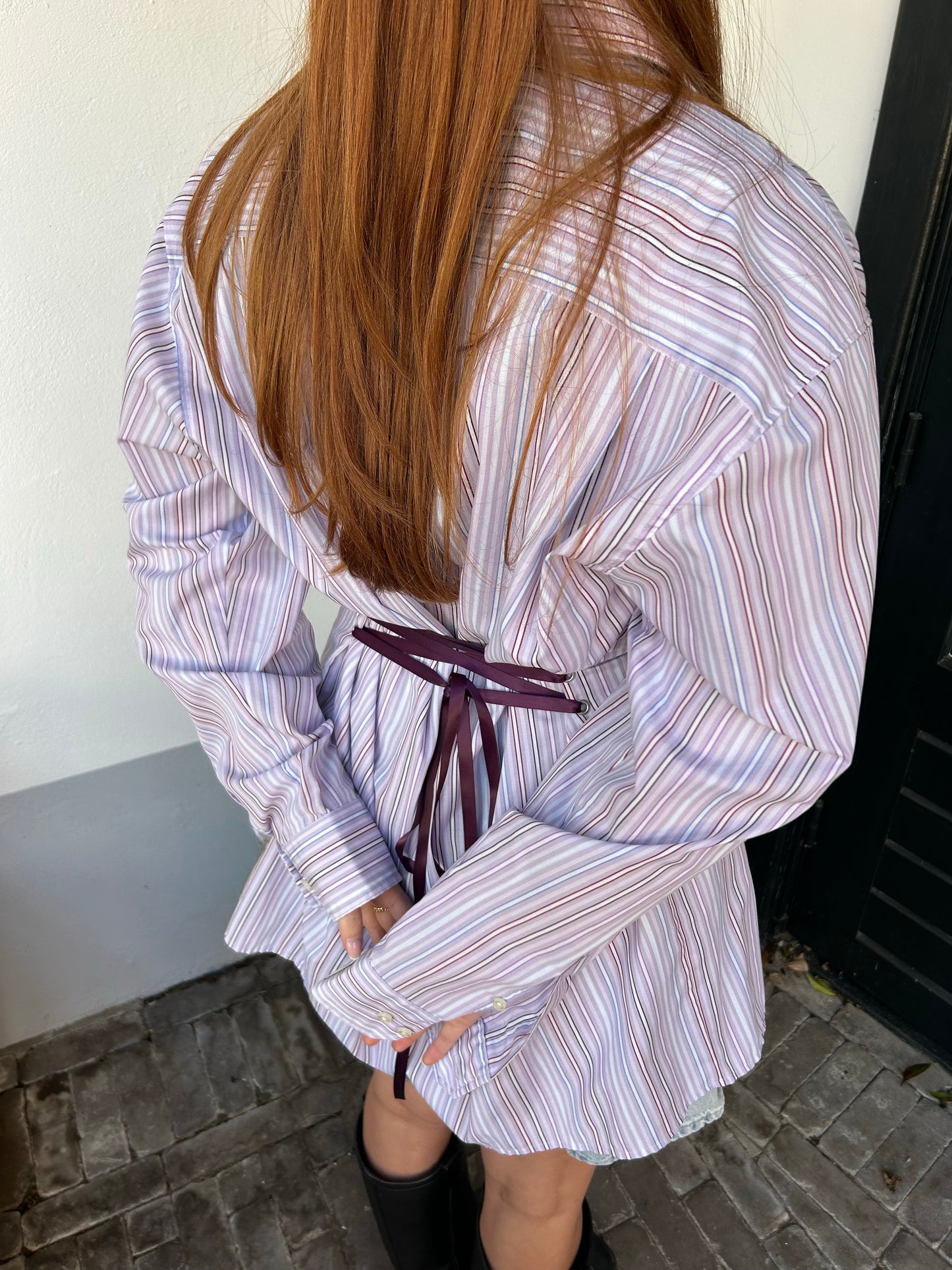 Blouse With An Adjustable Tight Waist Striped Multicolor