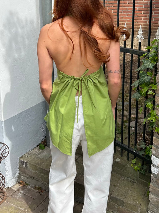 Reworked Backless Blouse Green