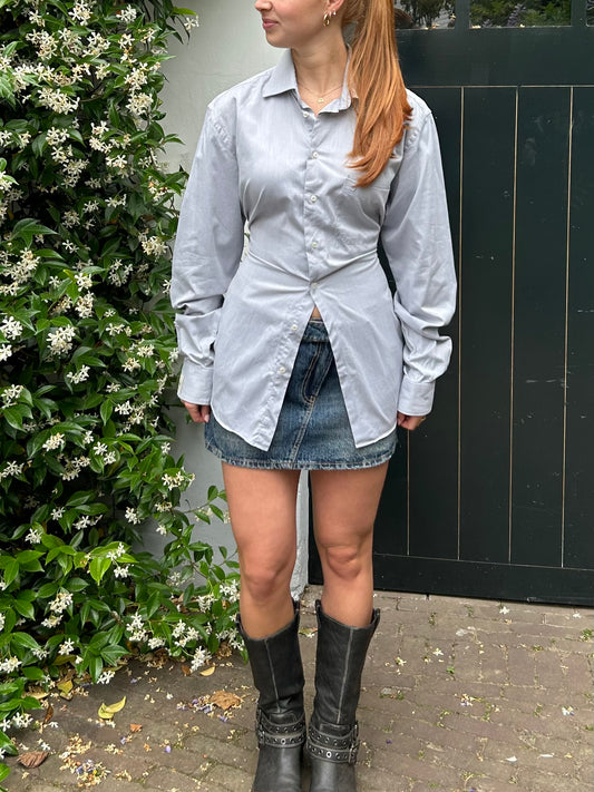 Reworked Blouse With An Adjustable Tight Waist Light Grey