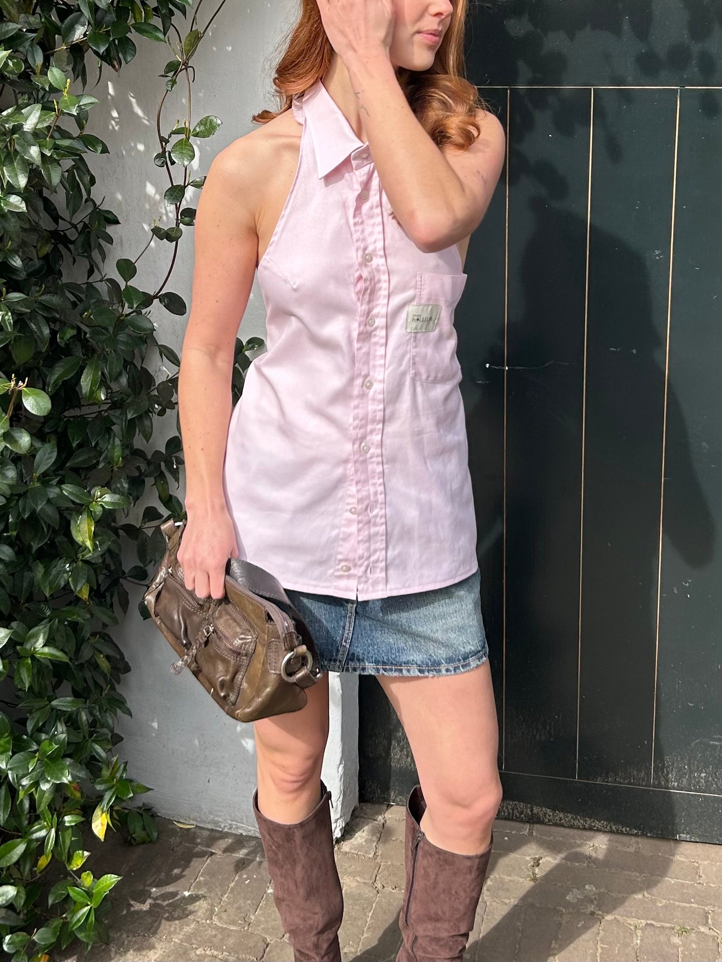 Reworked Backless Blouse Pink