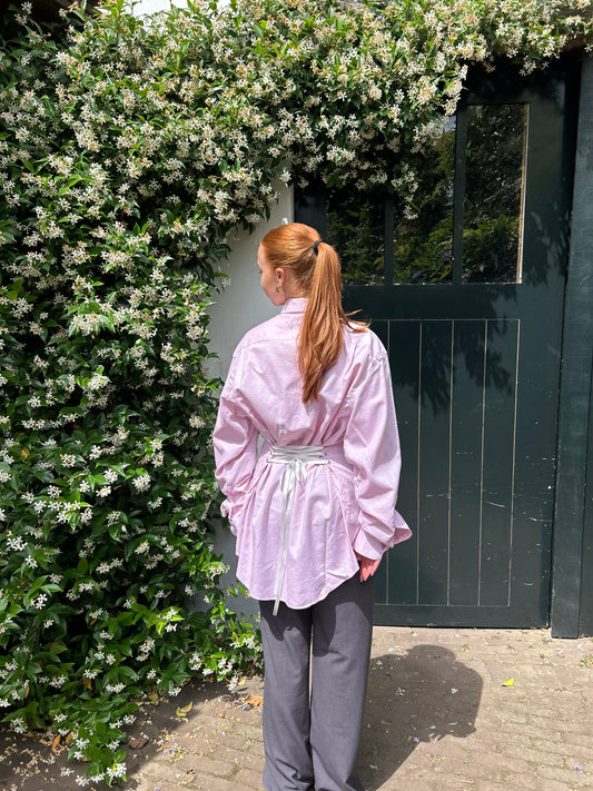 Reworked Blouse With An Adjustable Tight Waist Pink