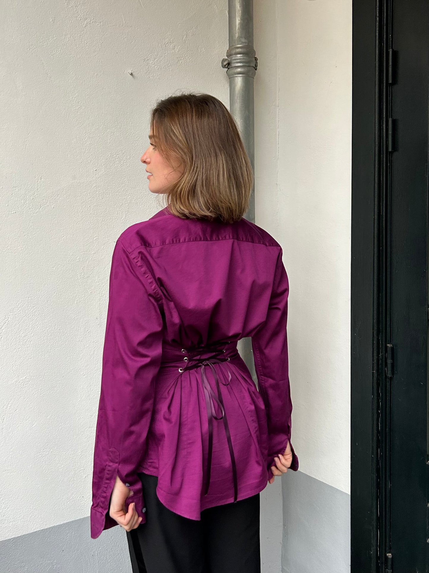 Blouse with an adjustable tight waist purple