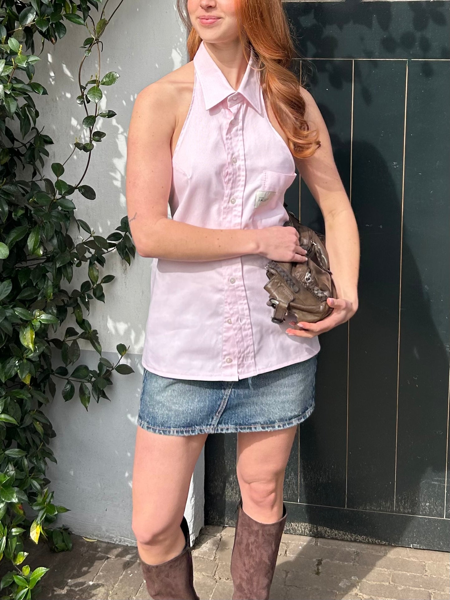 Reworked Backless Blouse Pink