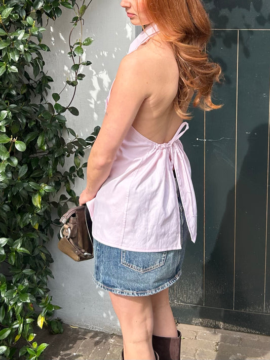 Reworked Backless Blouse Pink