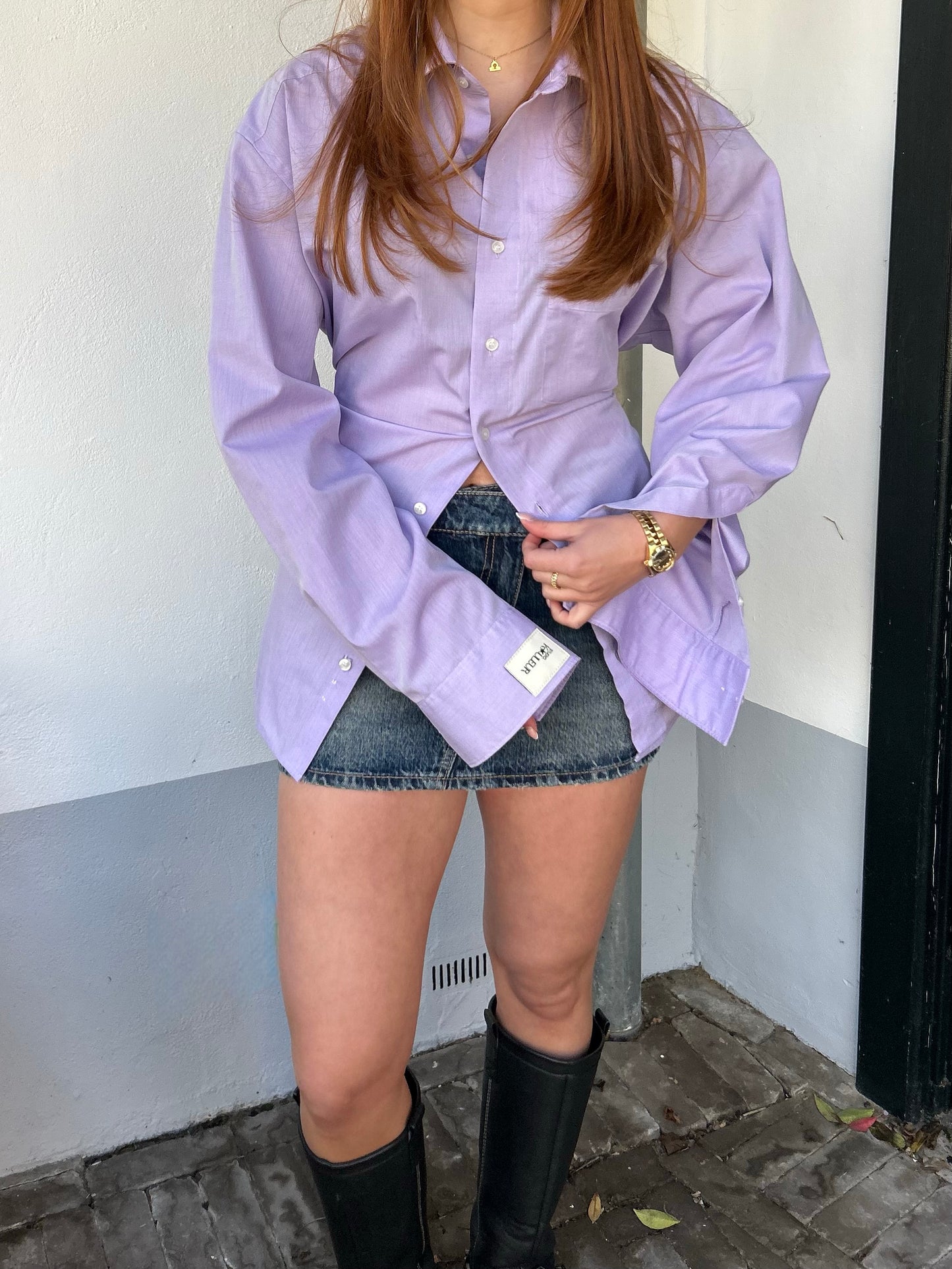 Blouse With An Adjustable Tight Waist Purple