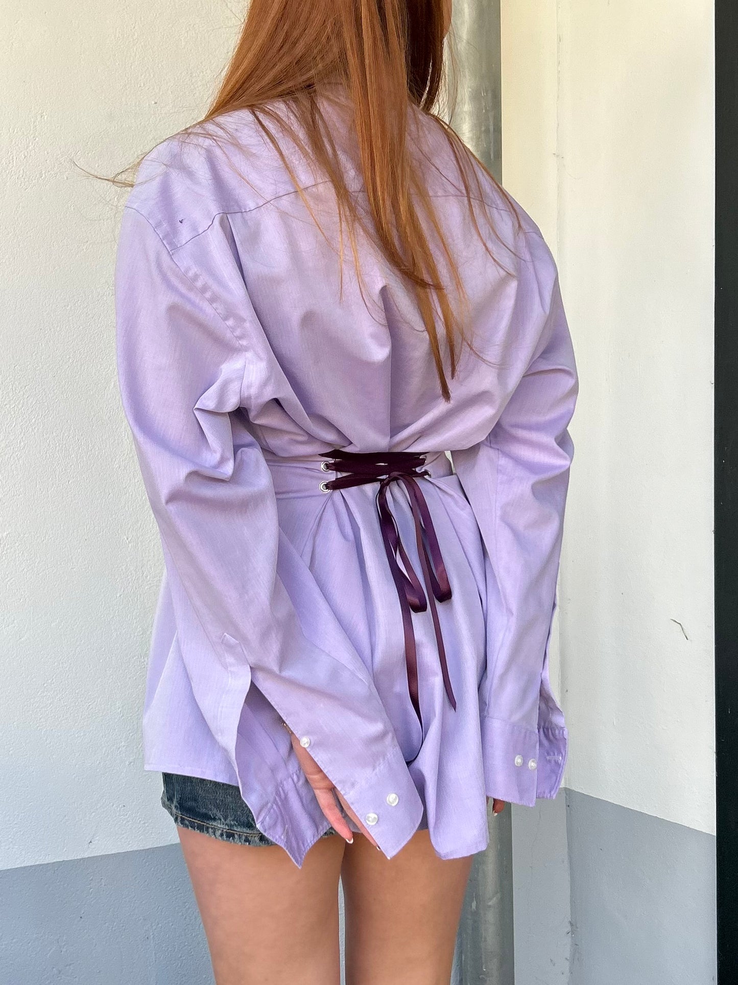 Blouse With An Adjustable Tight Waist Purple