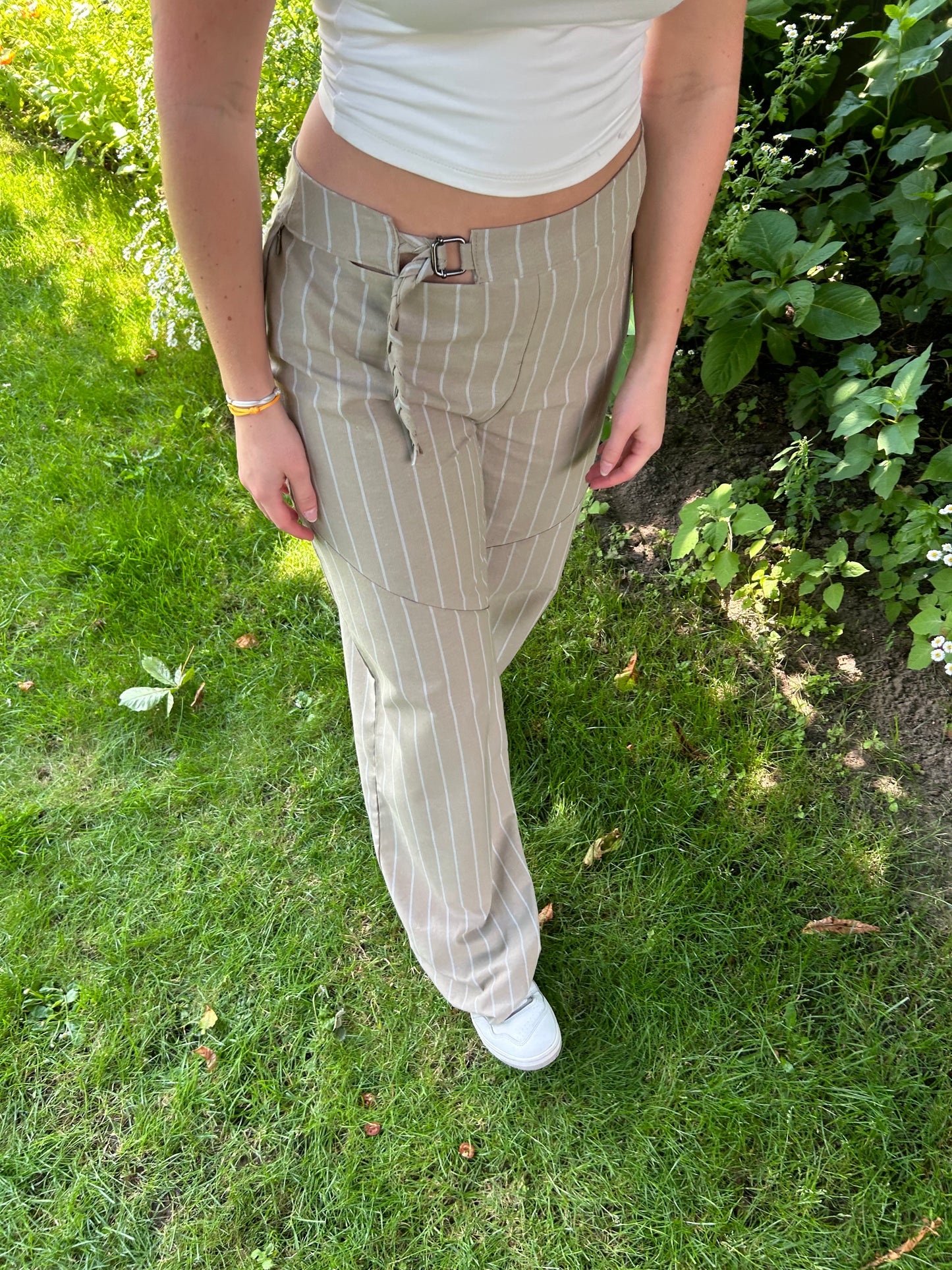 Striped pants with Braided Belt