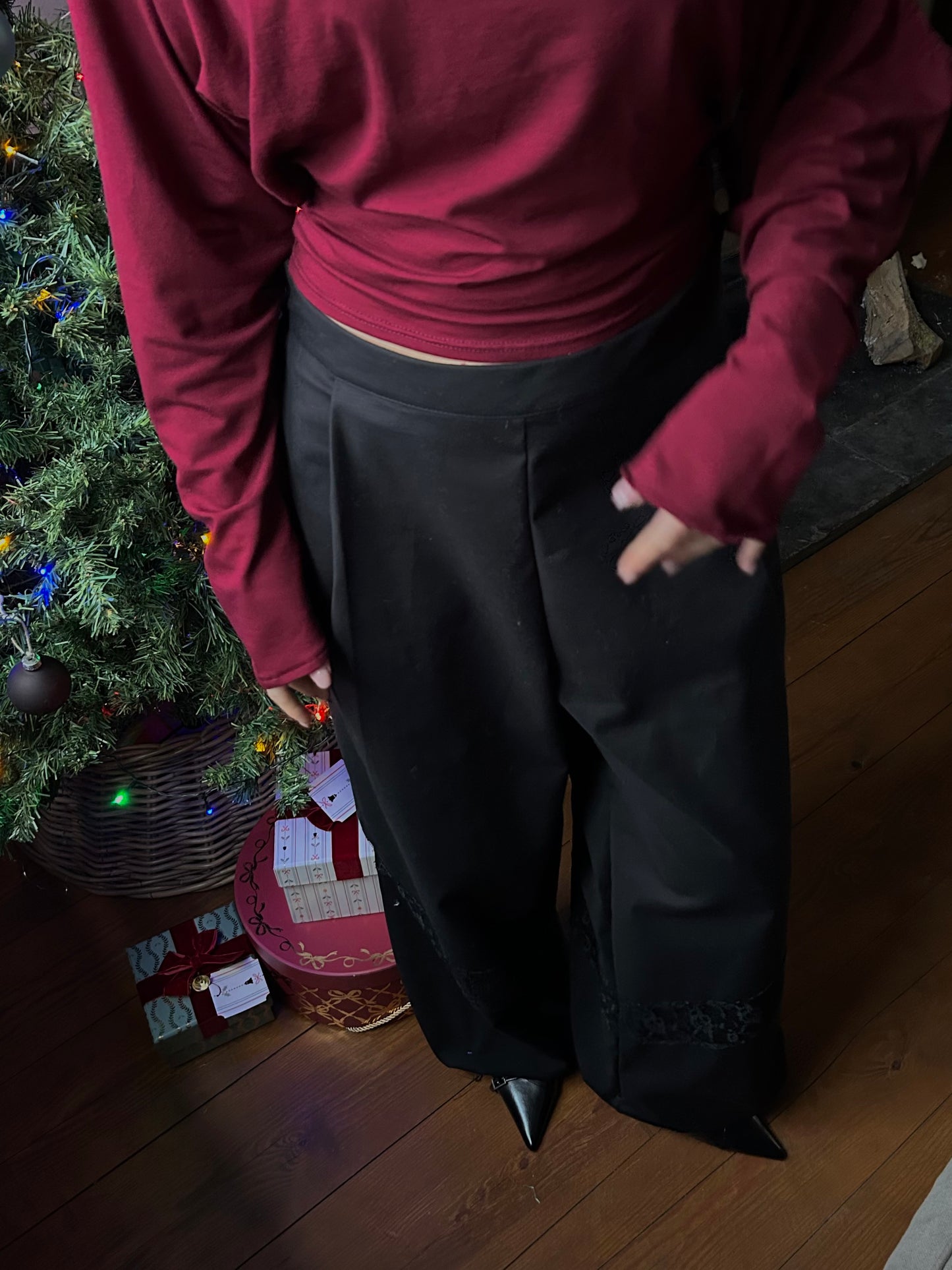 Pants Black With Lace Details