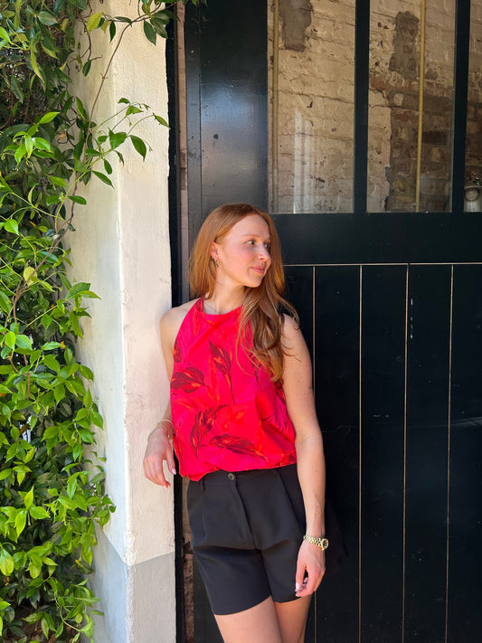 Halter Neck Top Leaves