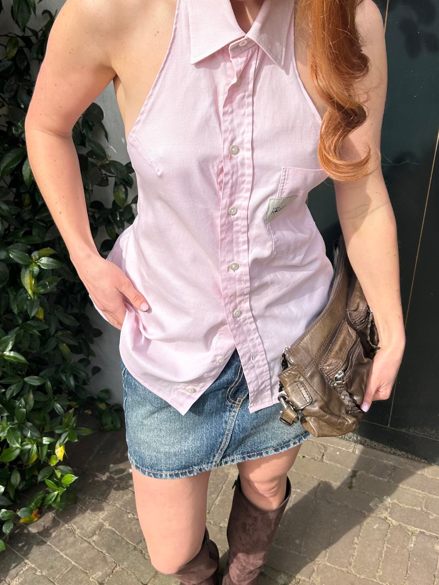 Reworked Backless Blouse Pink