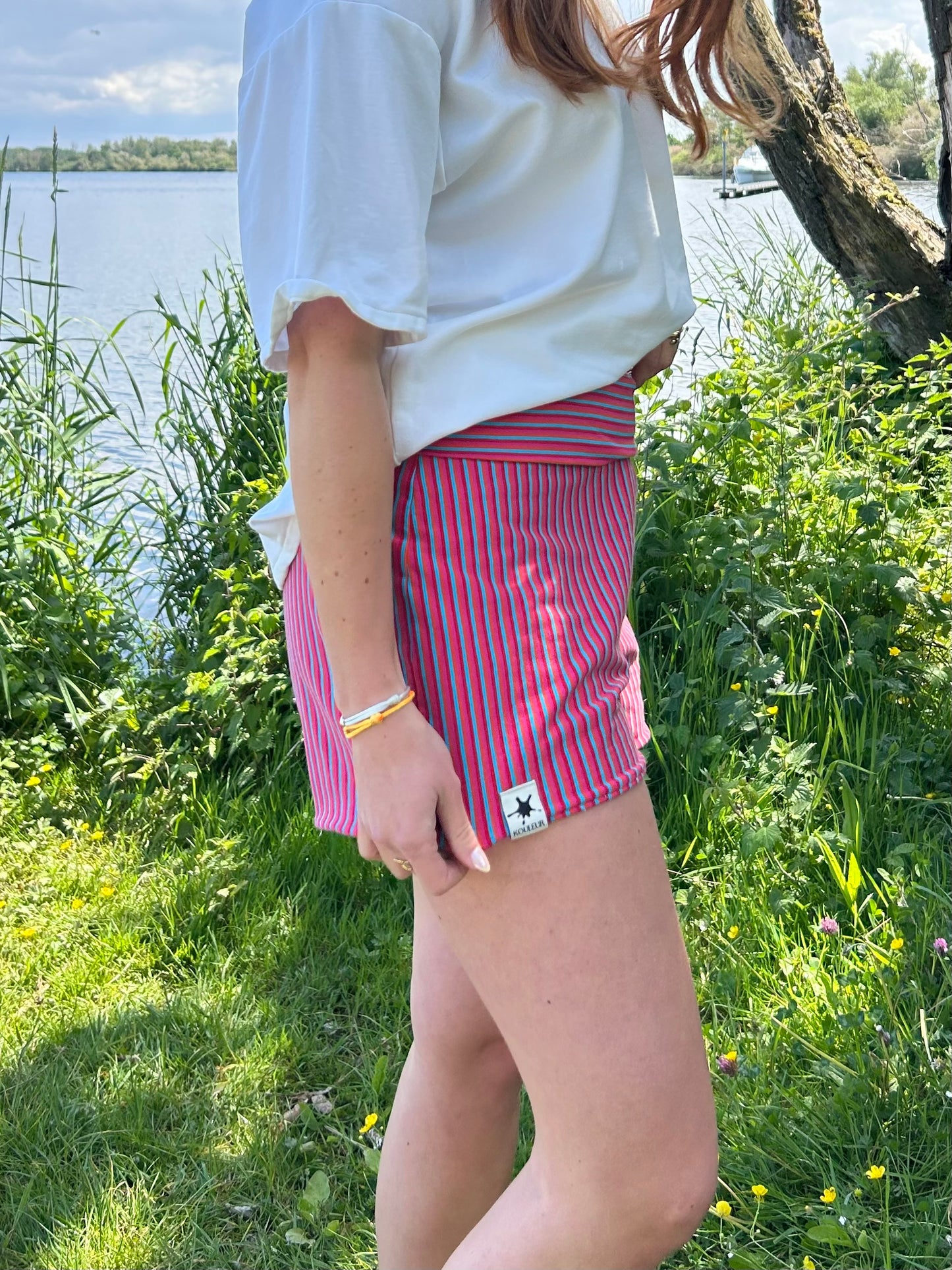 Striped Short With Fold-Over Waistband