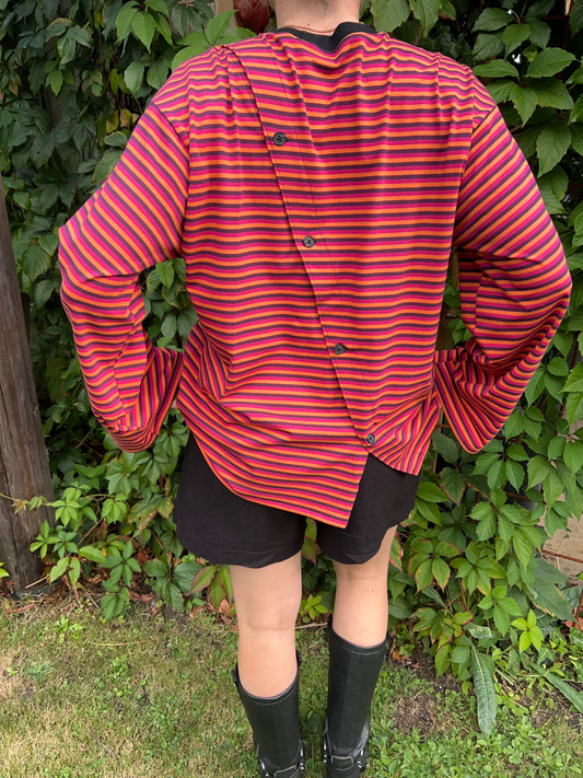 Plum, Orange And Fuchsia Top With Oblique Back